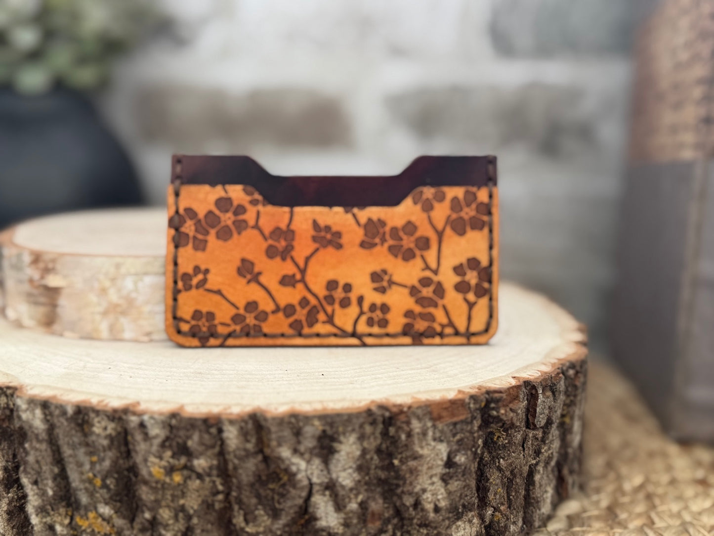 Apple Blossom Design Minimalist Leather Wallet