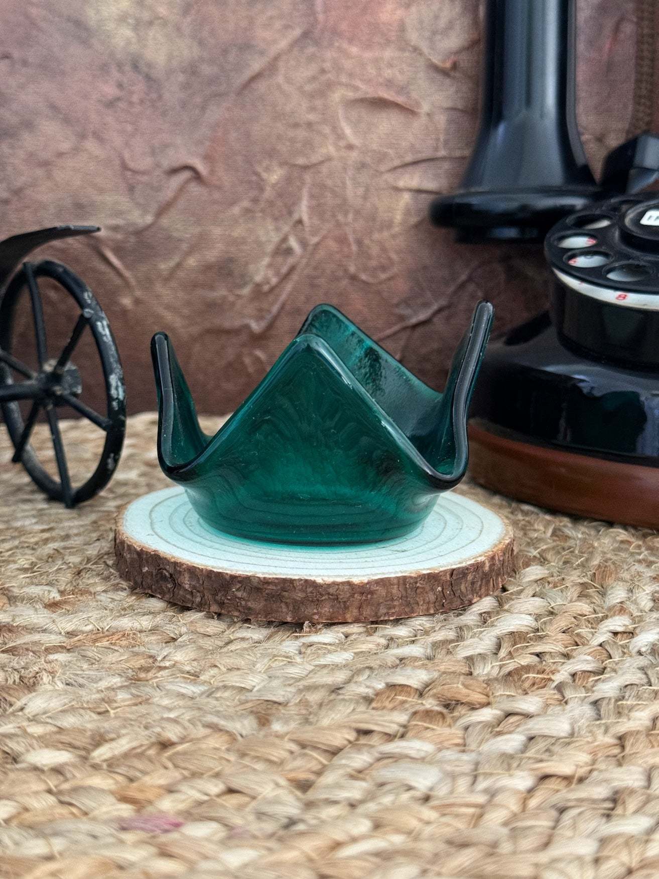 Fused Glass | Asymmetric Emerald Tea Light Votive | Sophia Renee Designs