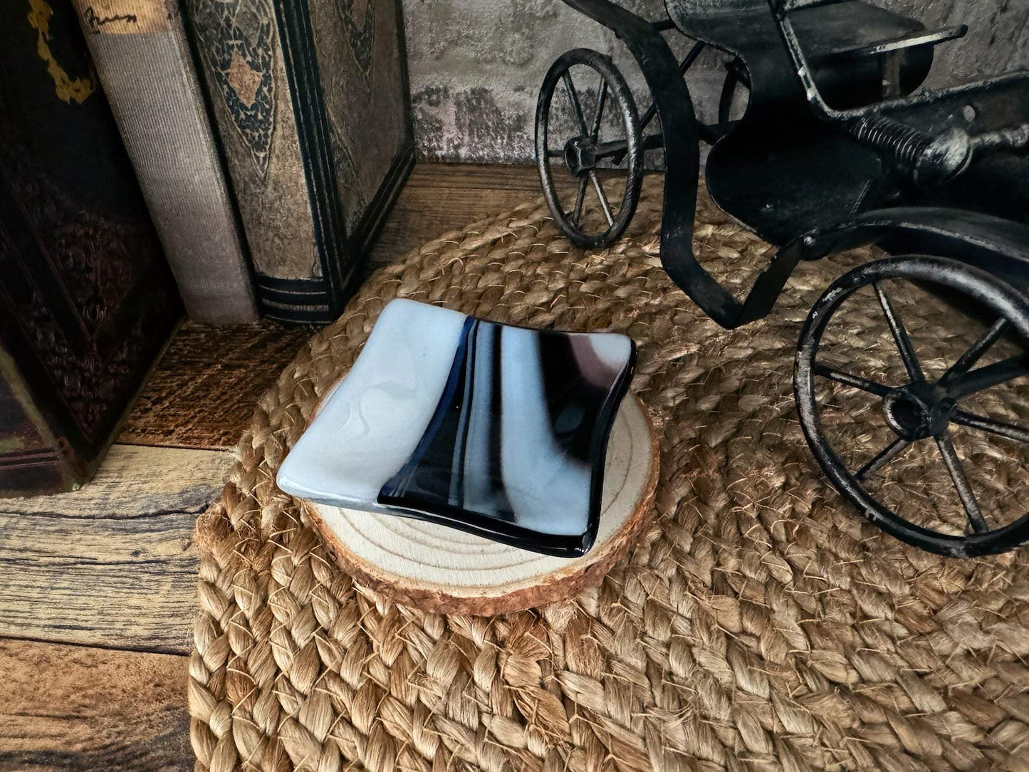 Fused Glass | Black & White Fusion Mini-Bowl | Sophia Renee Designs