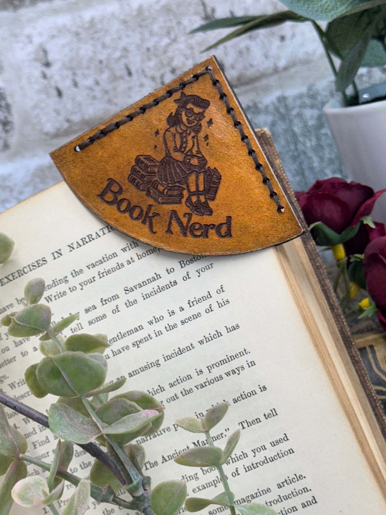 Book Nerd Leather Bookmark - Girl