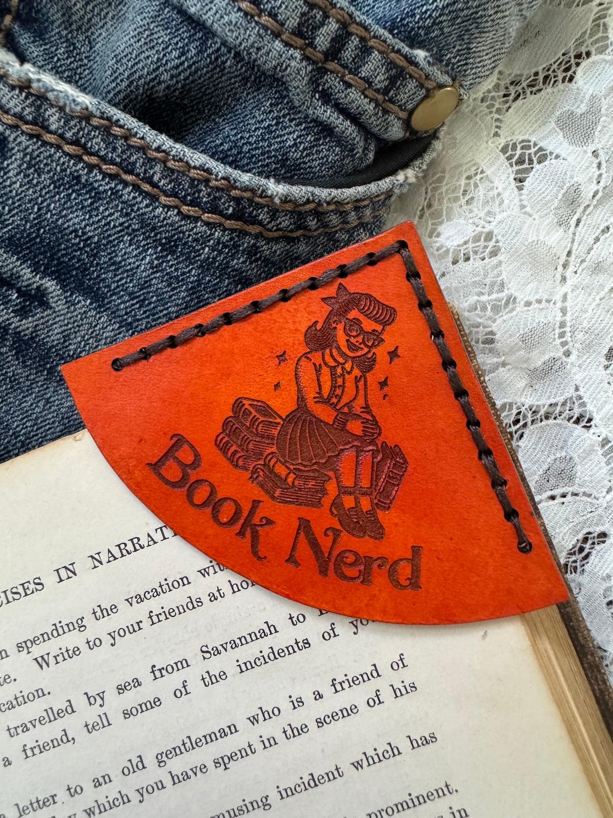 Book Nerd Leather Bookmark - Girl