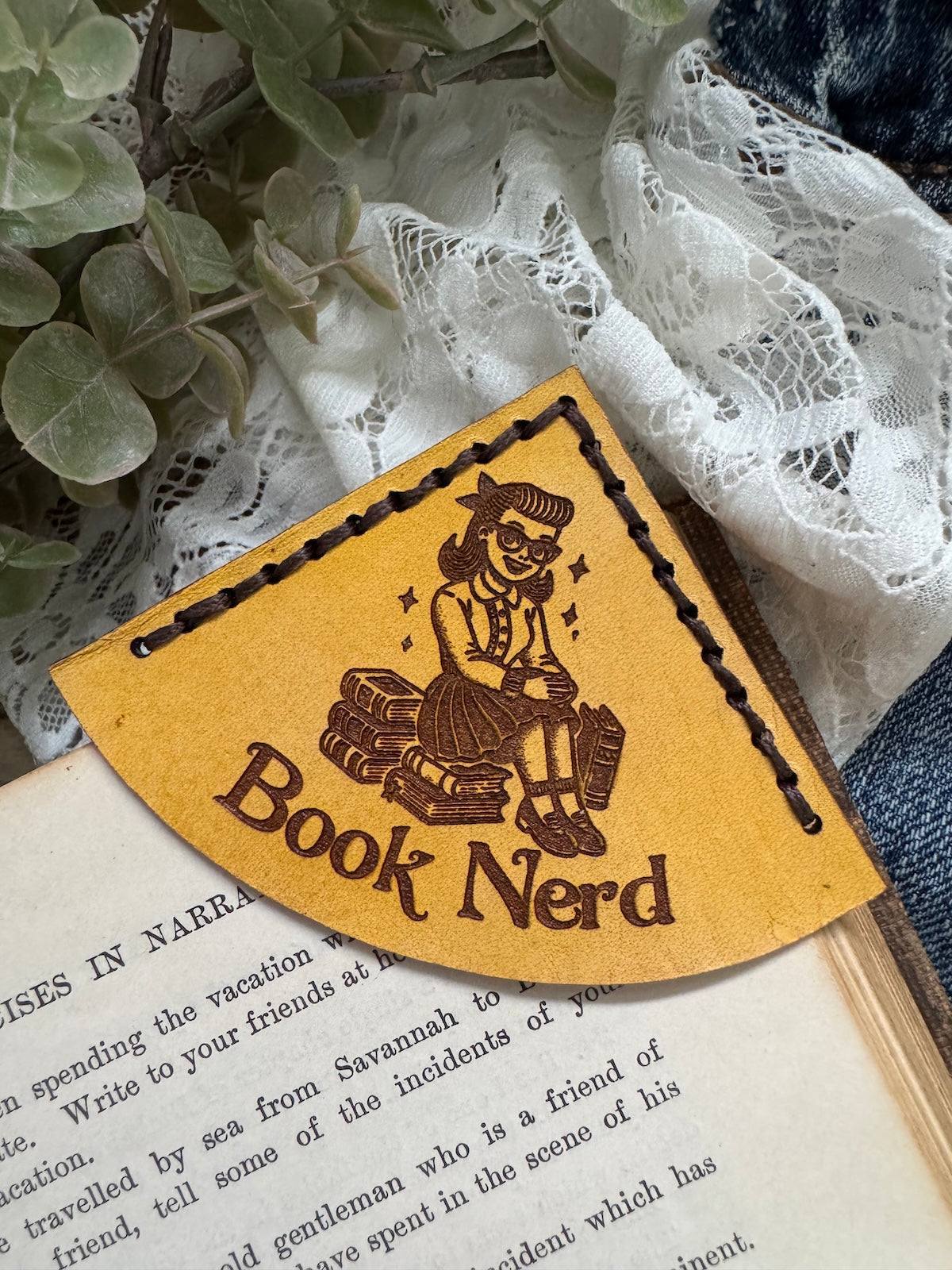 Book Nerd Leather Bookmark - Girl
