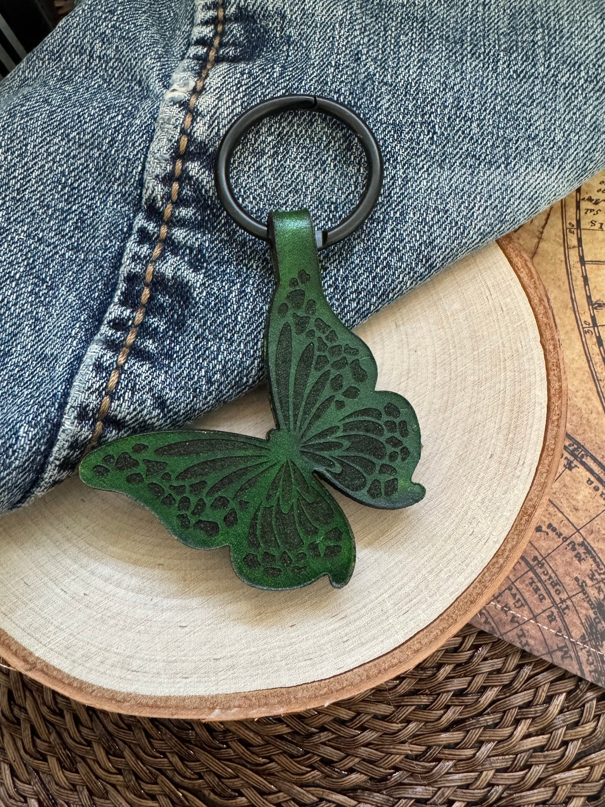 Butterfly Leather Keychain