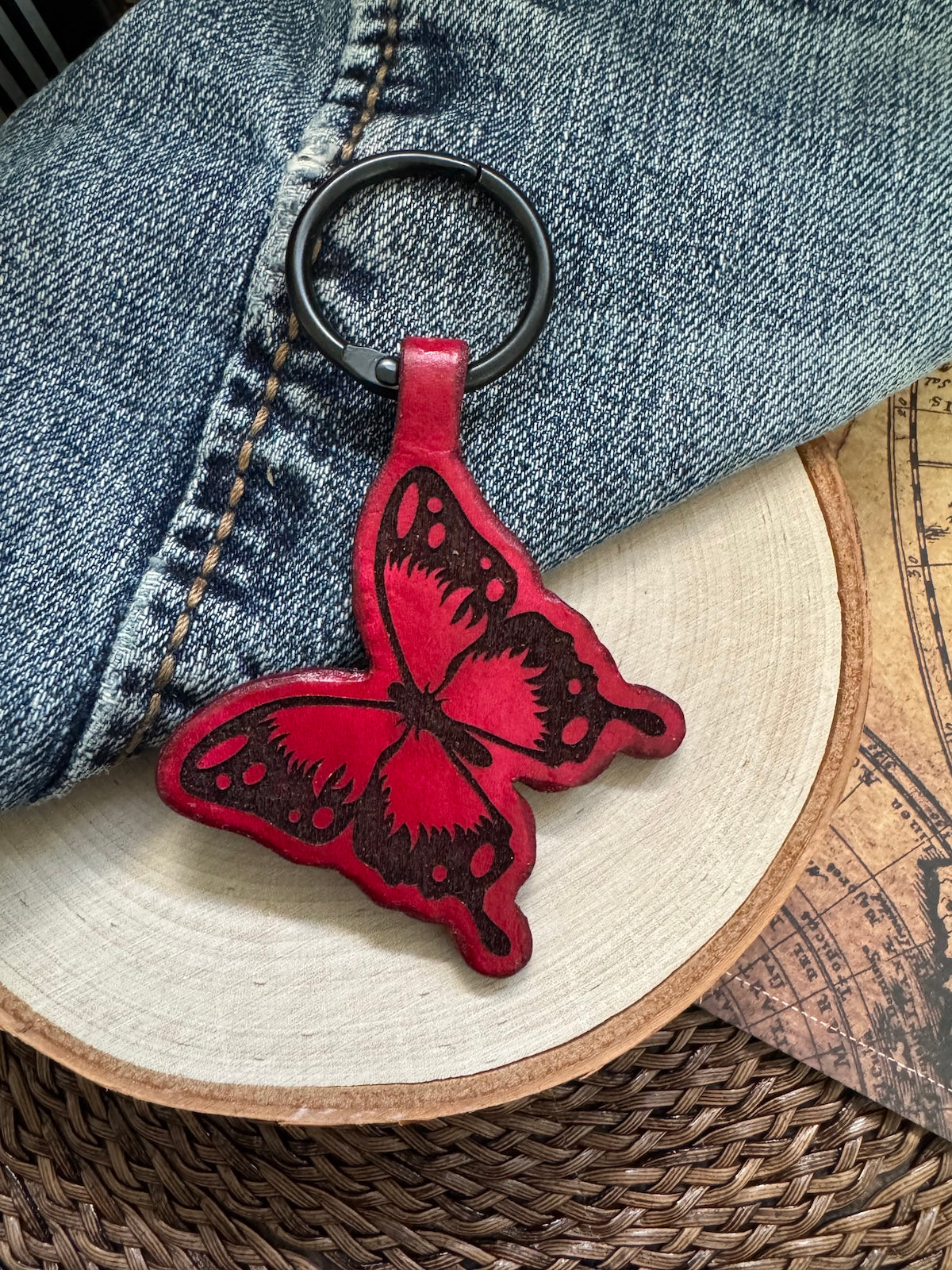 Butterfly Leather Keychain 2
