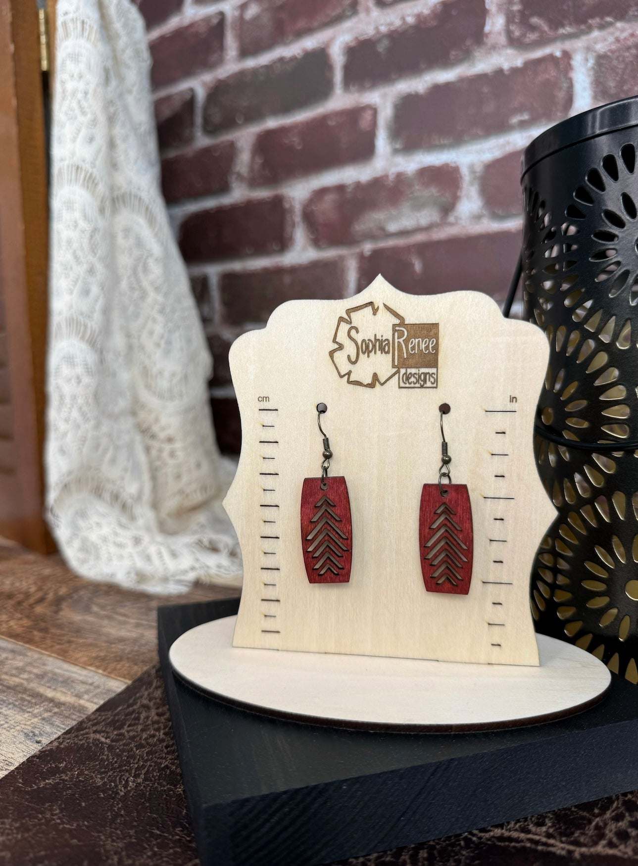 Chevron Cut Out Wooden Earrings
