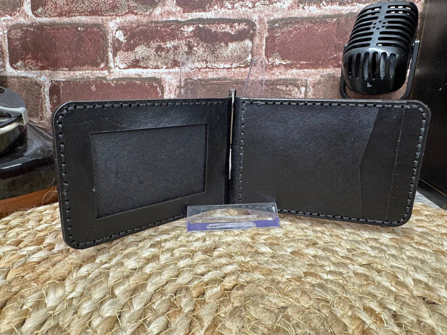 Football Leather Wallet with Money Clip