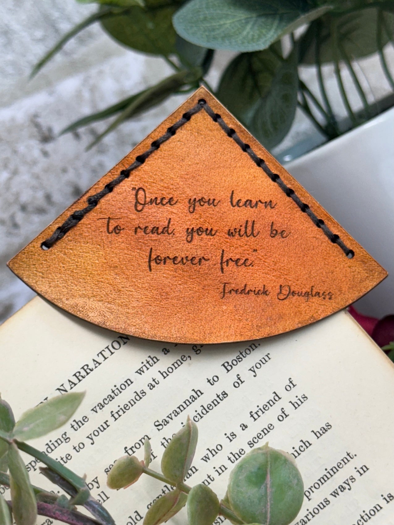Fredrick Douglass Leather Bookmark