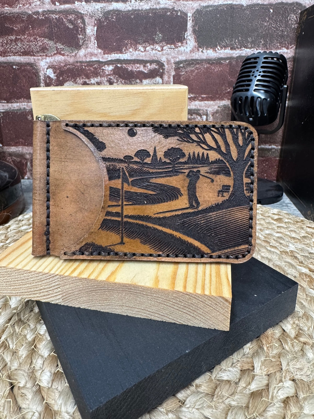 Golf Leather Wallet with Money Clip