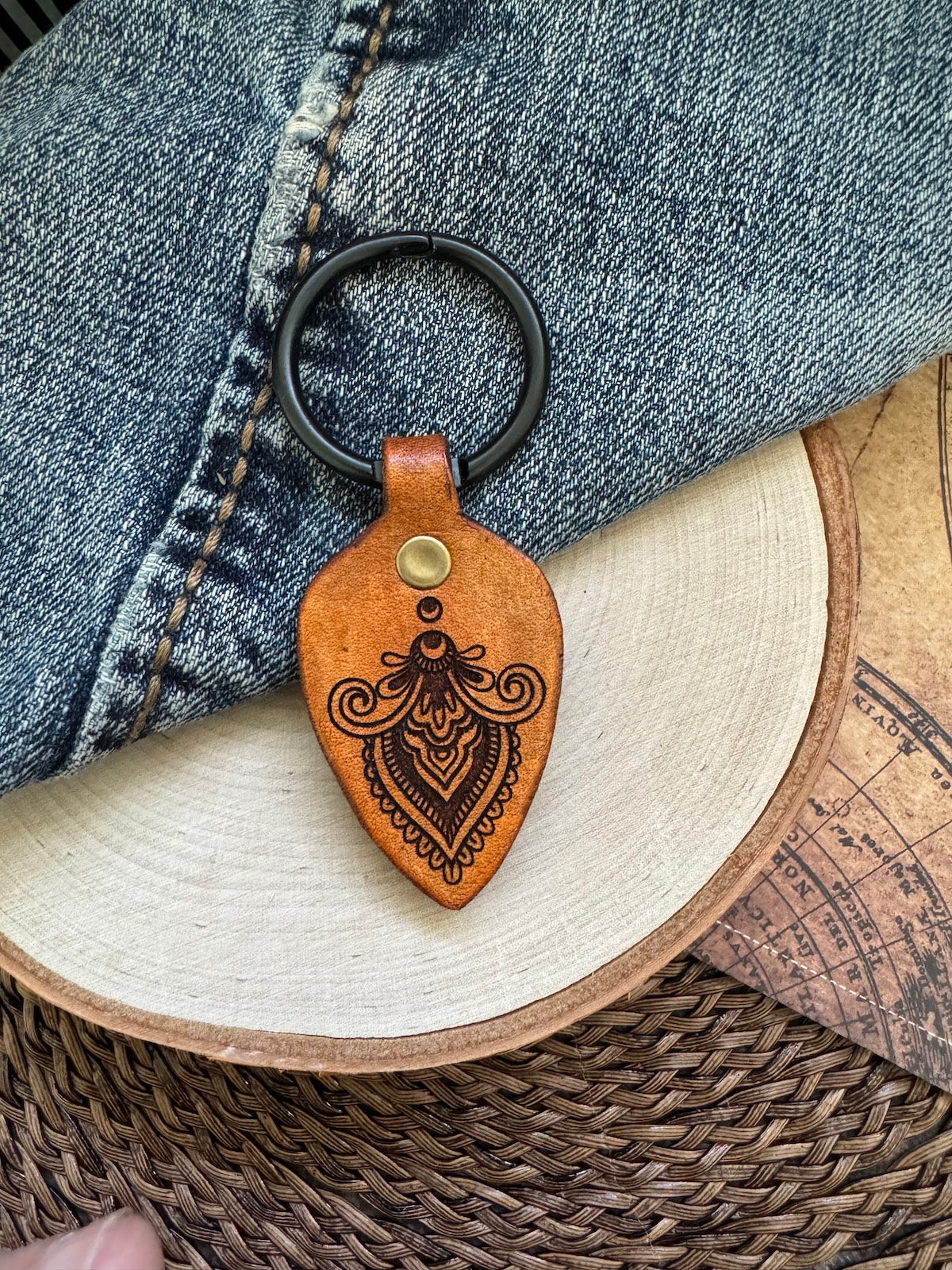 Indian Design Leather Keychain