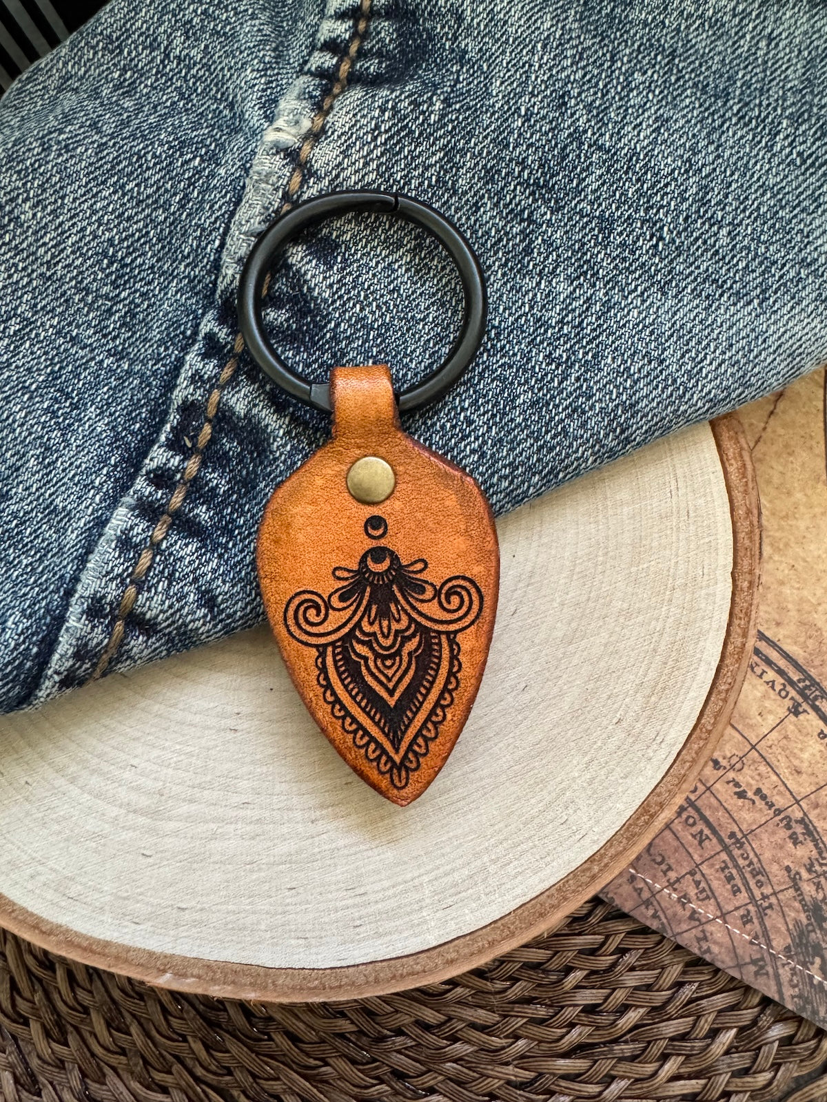 Indian Design Leather Keychain