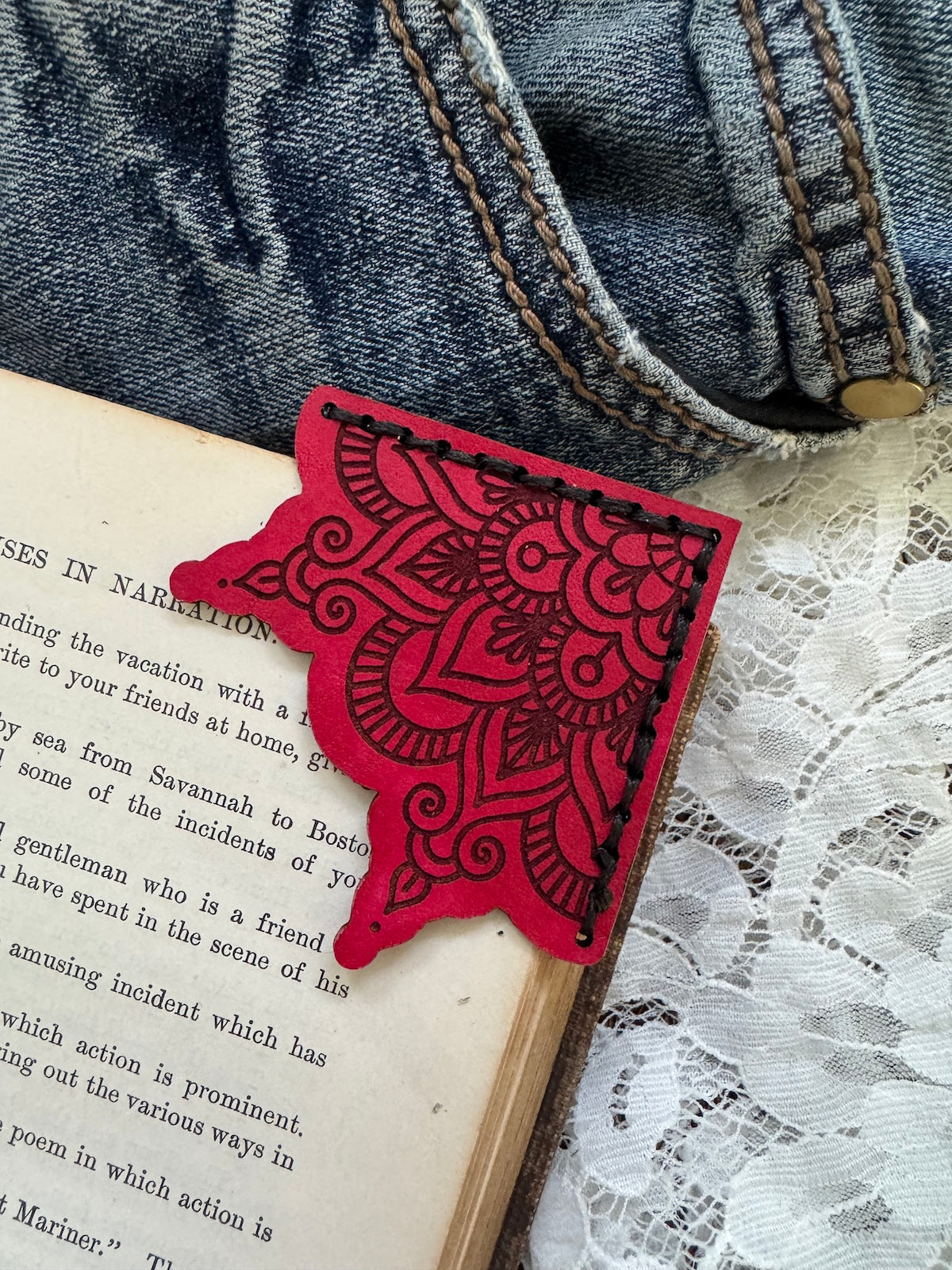 Indian Design Leather Bookmark