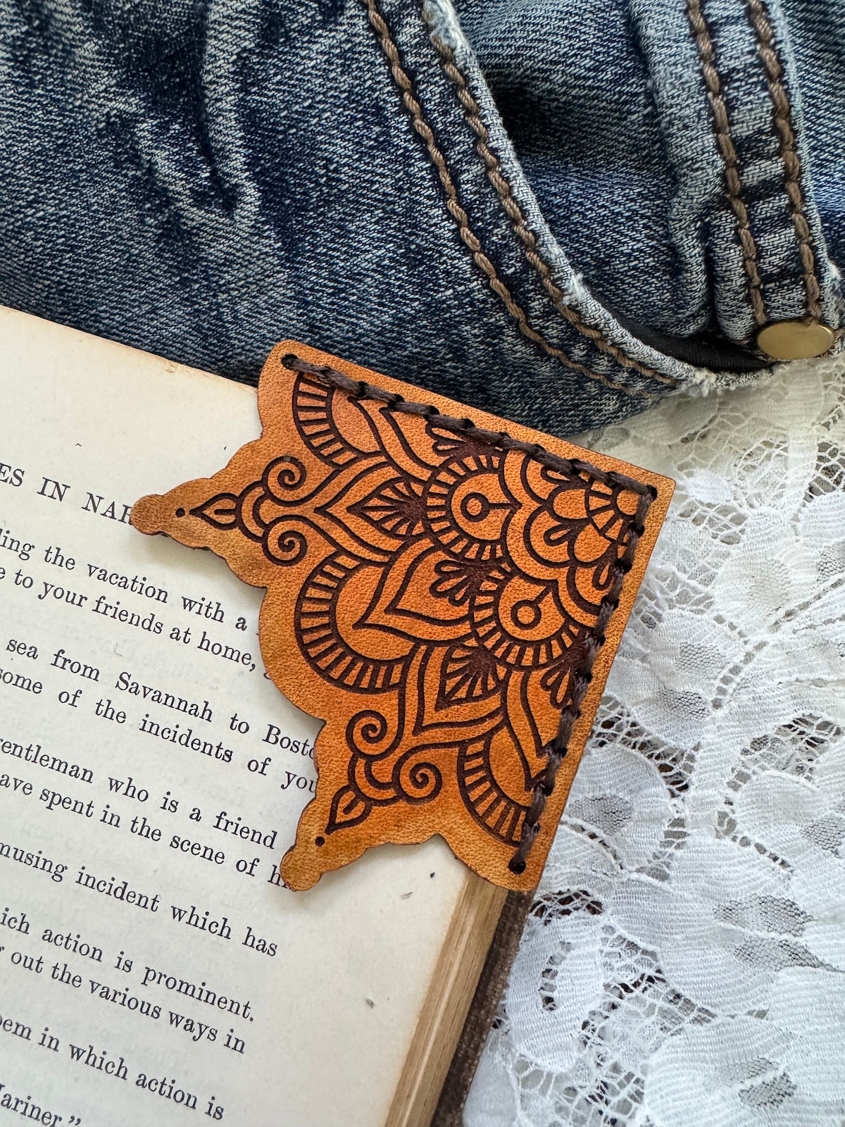 Indian Design Leather Bookmark