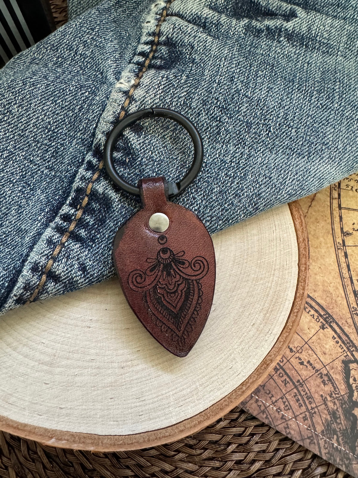 Indian Design Leather Keychain