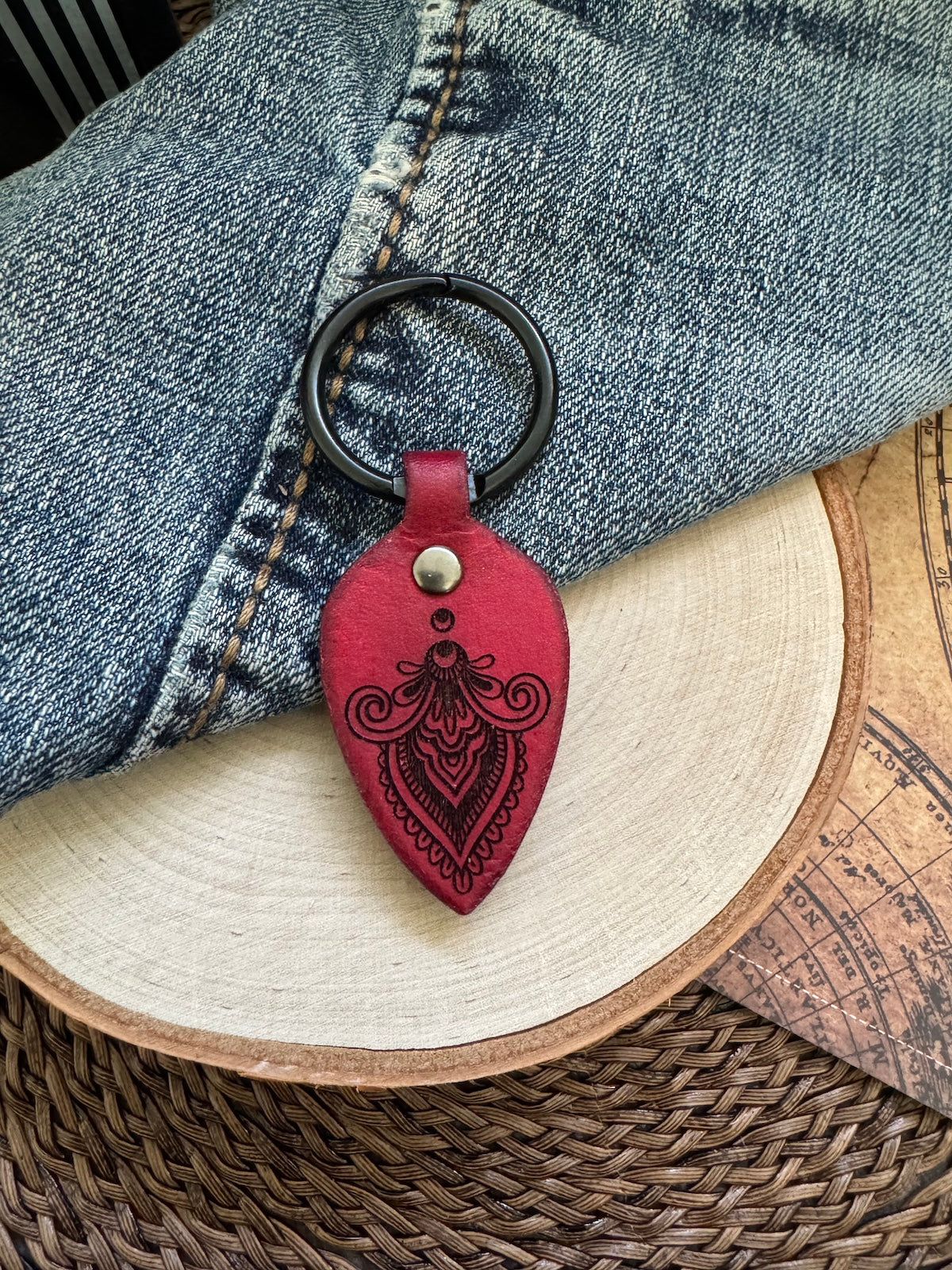 Indian Design Leather Keychain
