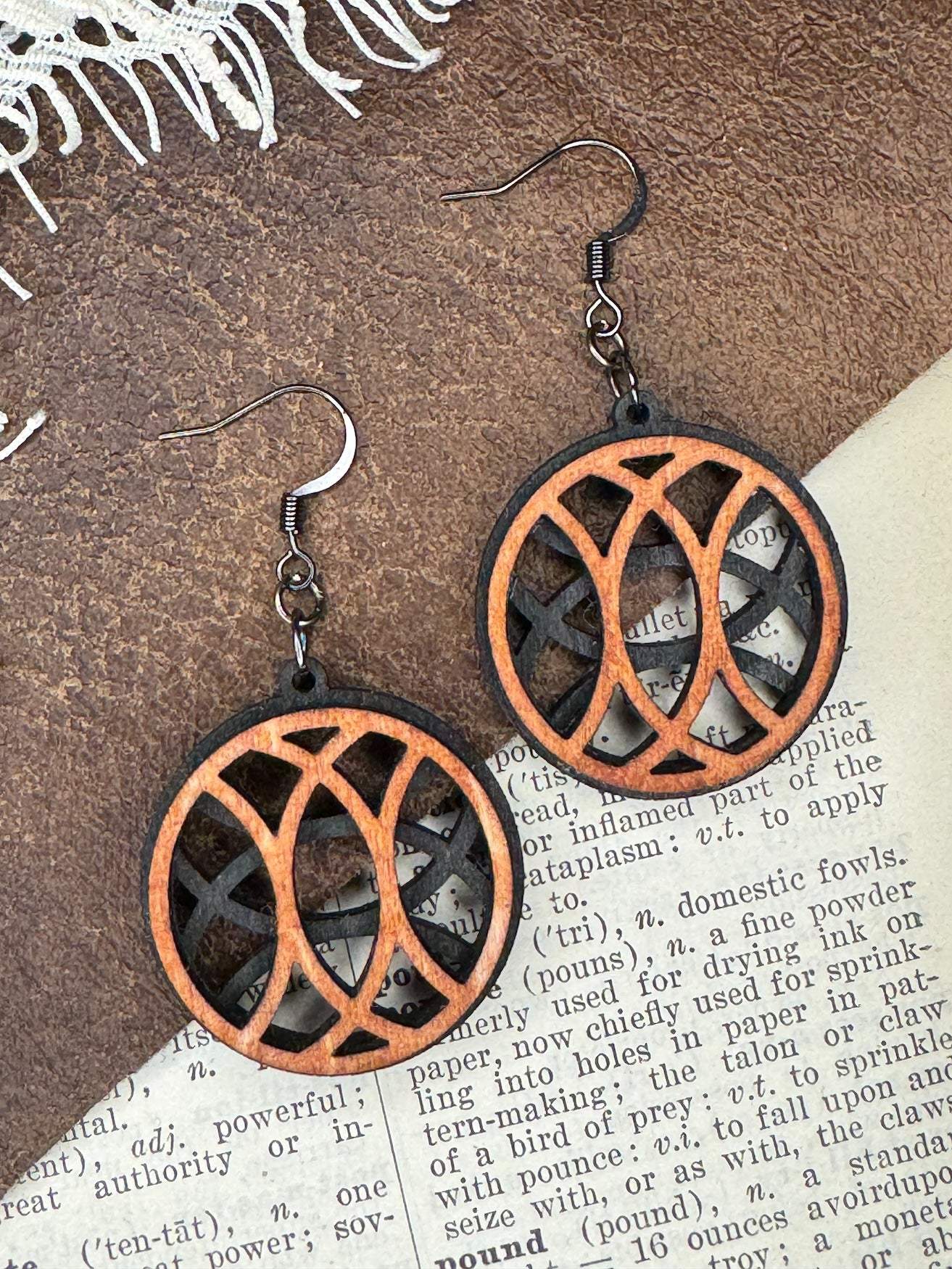 Layered Circular Modernist Wooden Earrings