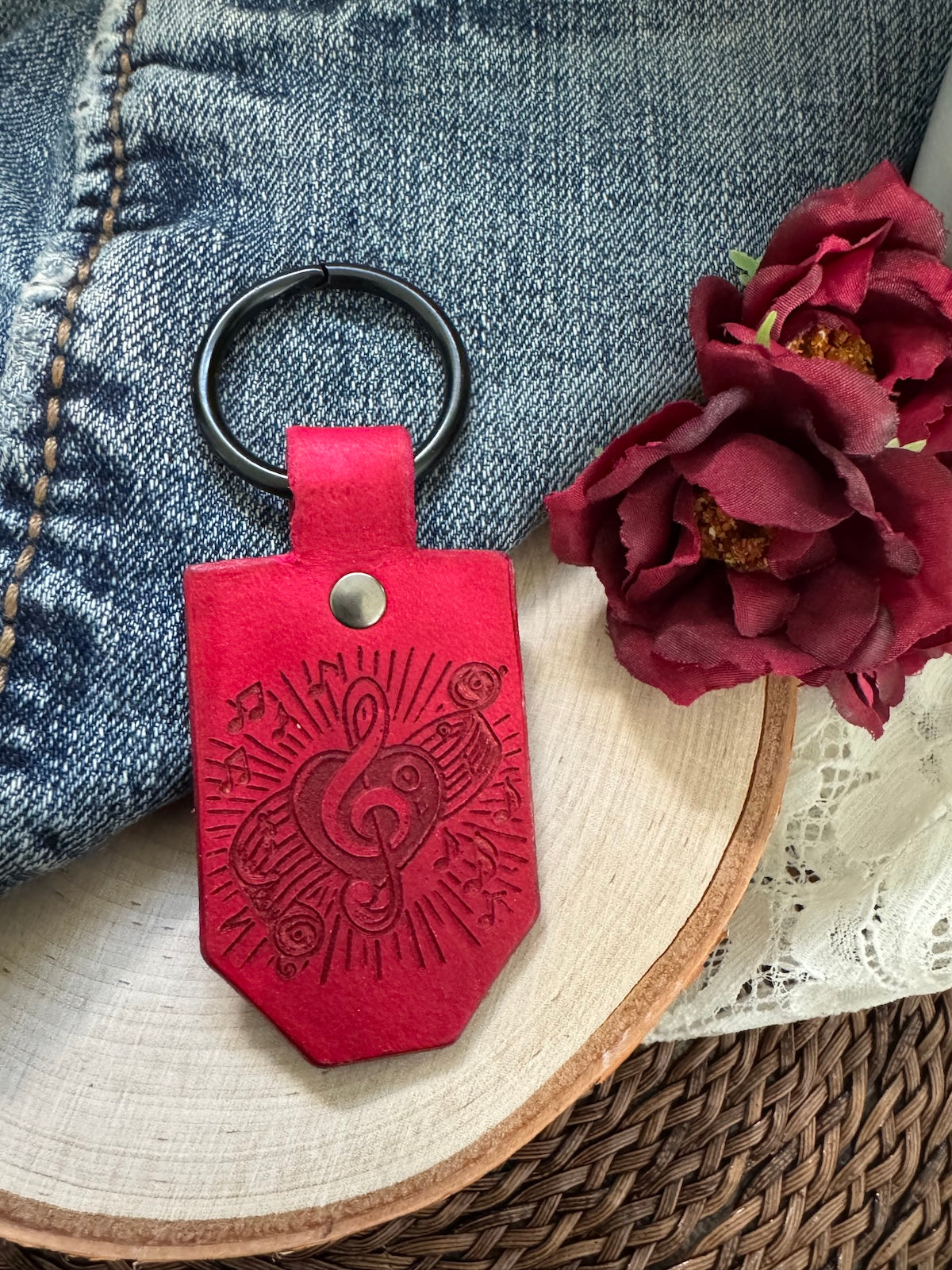 Music Leather Keychain