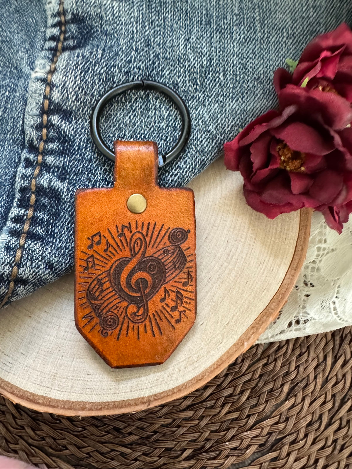 Music Leather Keychain