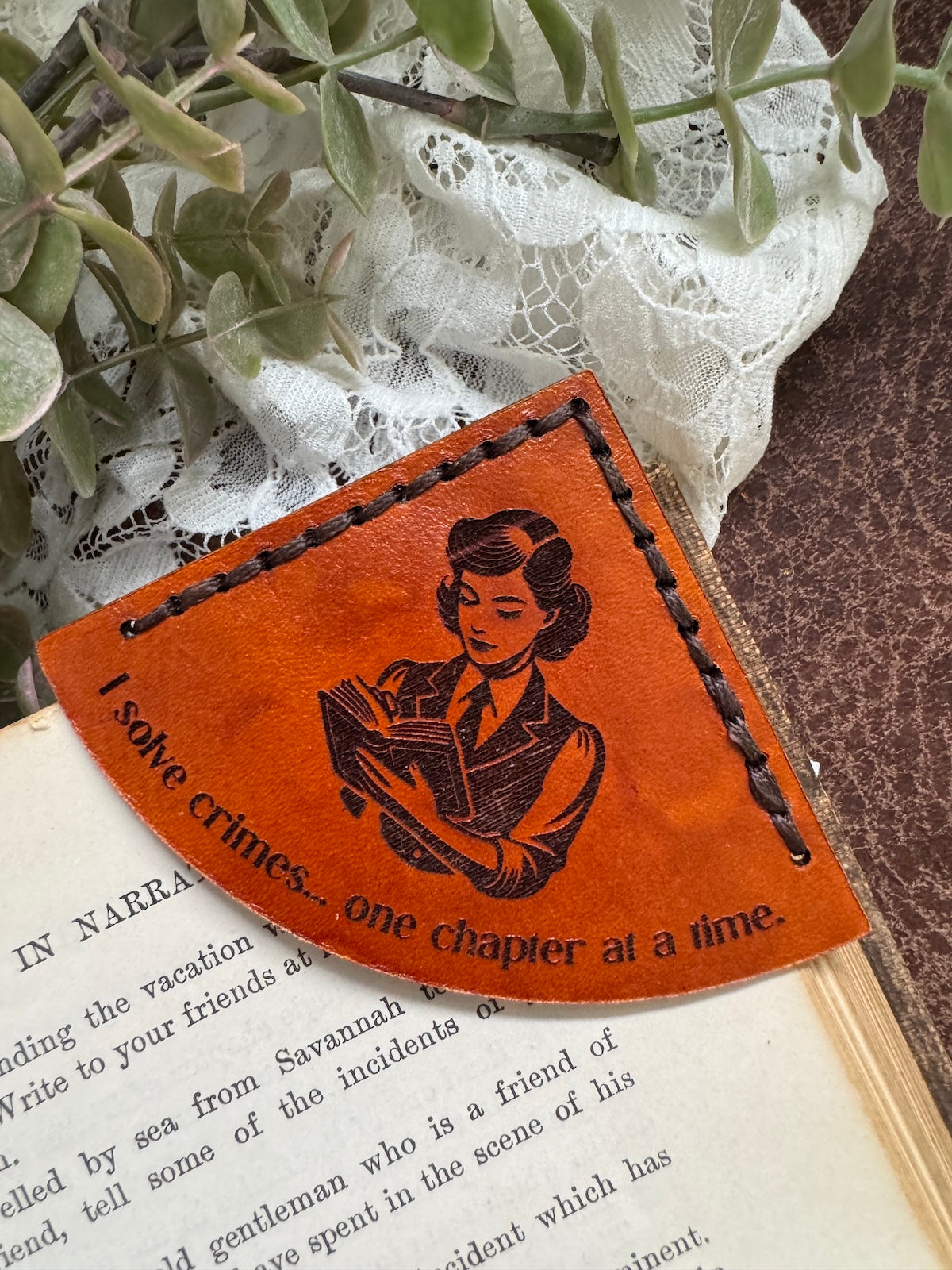 Mystery Leather Bookmark - Female Detective