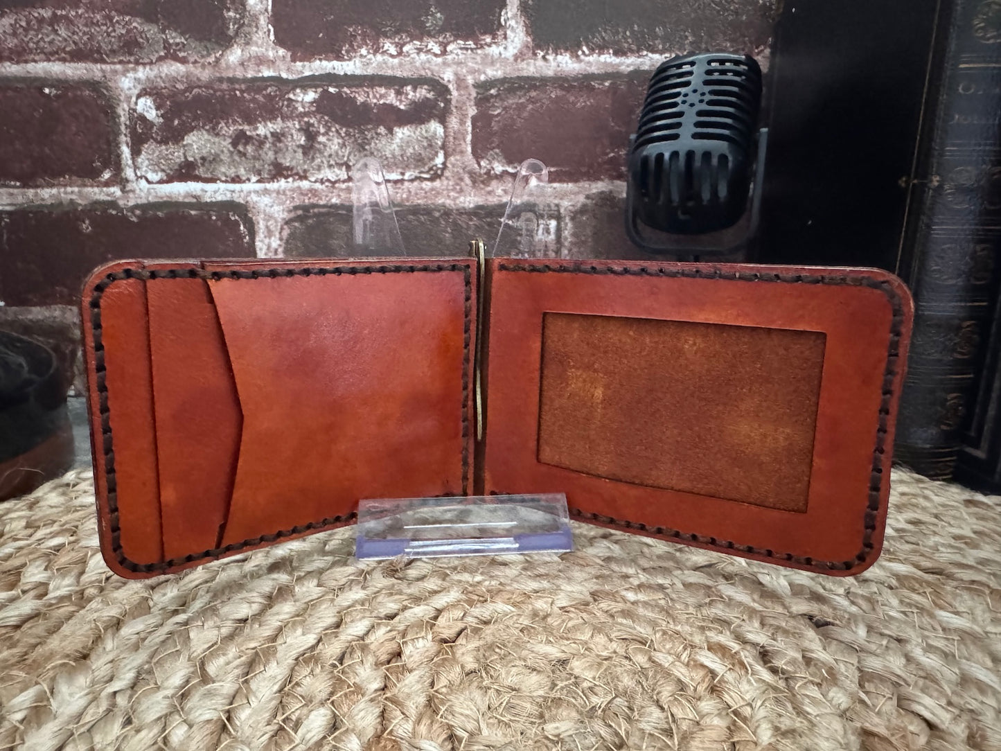 Old Map Leather Wallet with Money Clip