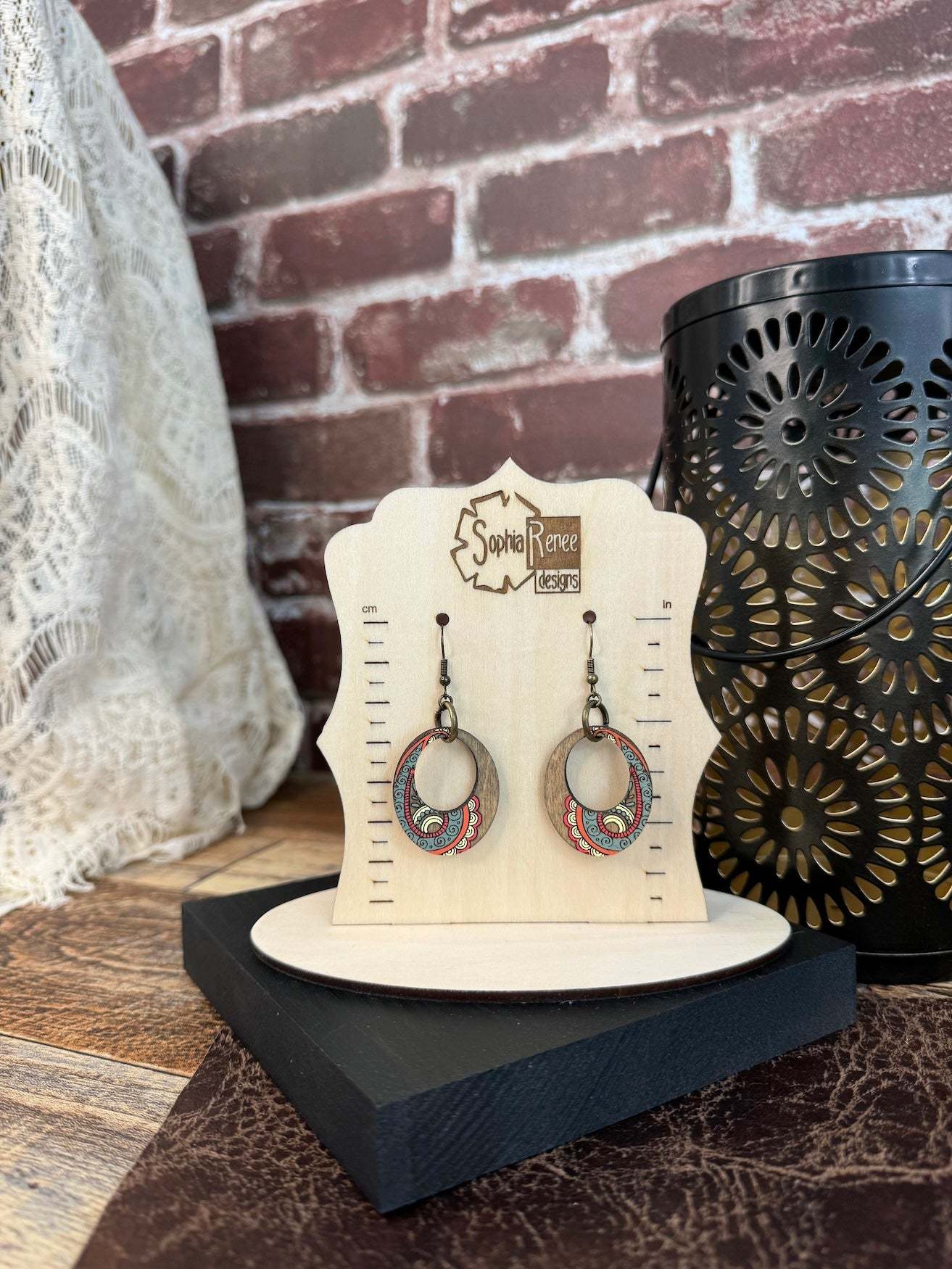 Paisley Oval Cut Out Dangle Earrings