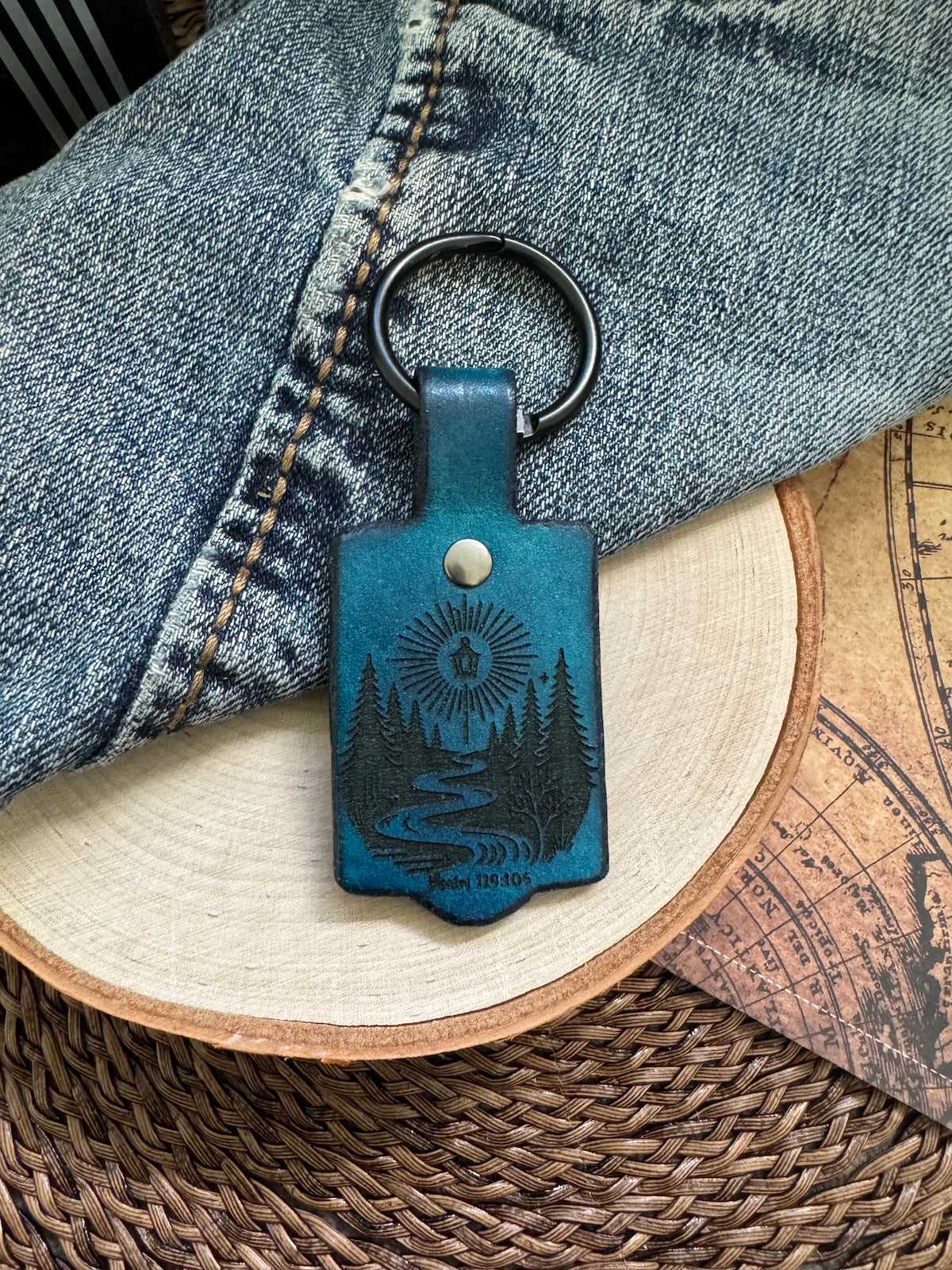 Psalm 119:105 Leather Keychain