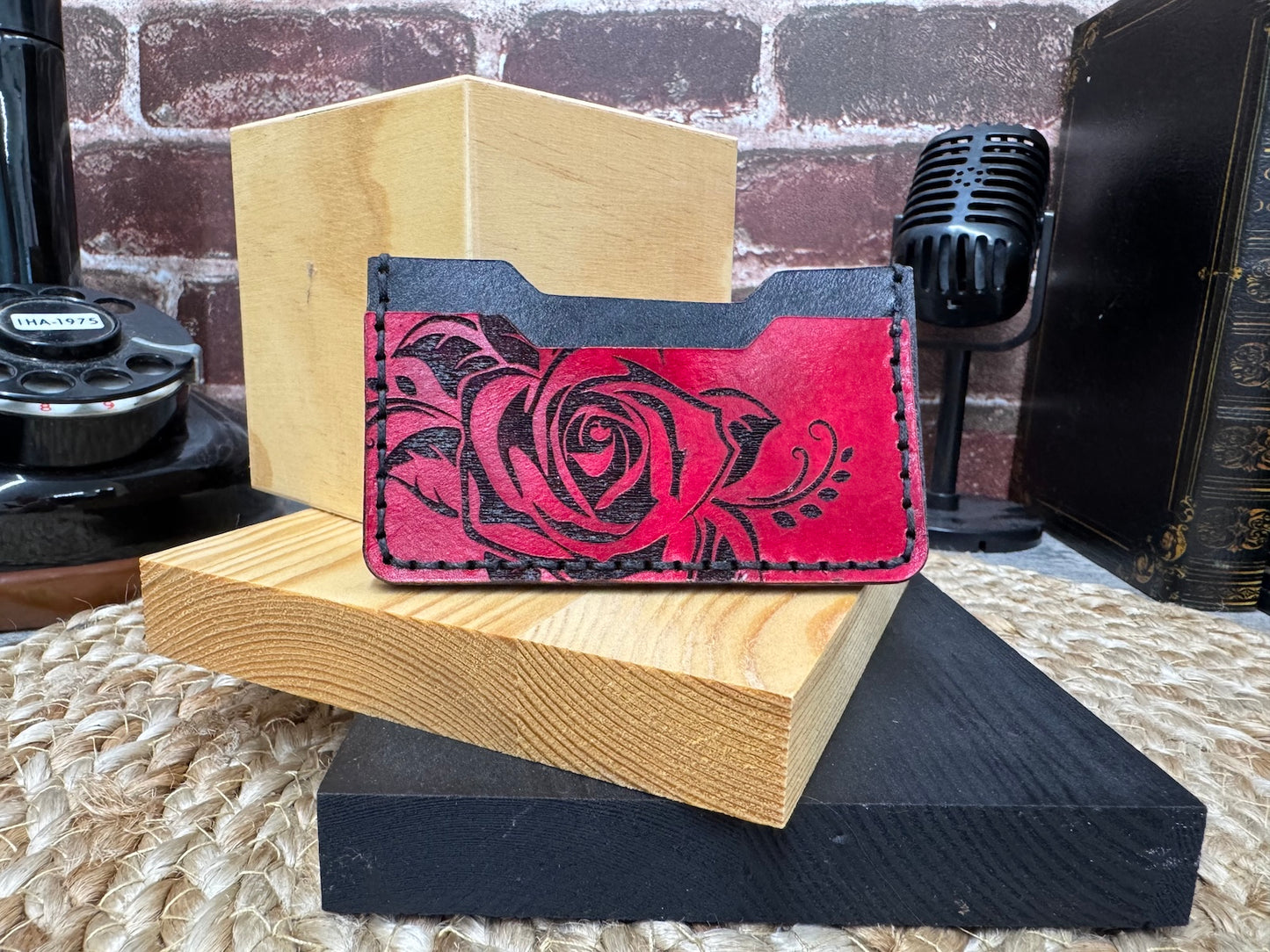 Rose Design Minimalist Leather Wallet