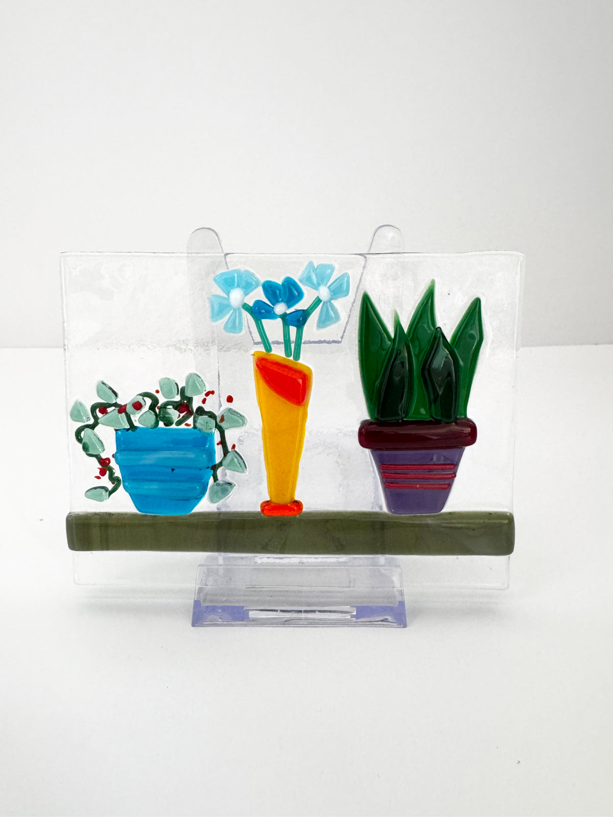 Snake Plant Shelf Fused Glass Suncatcher