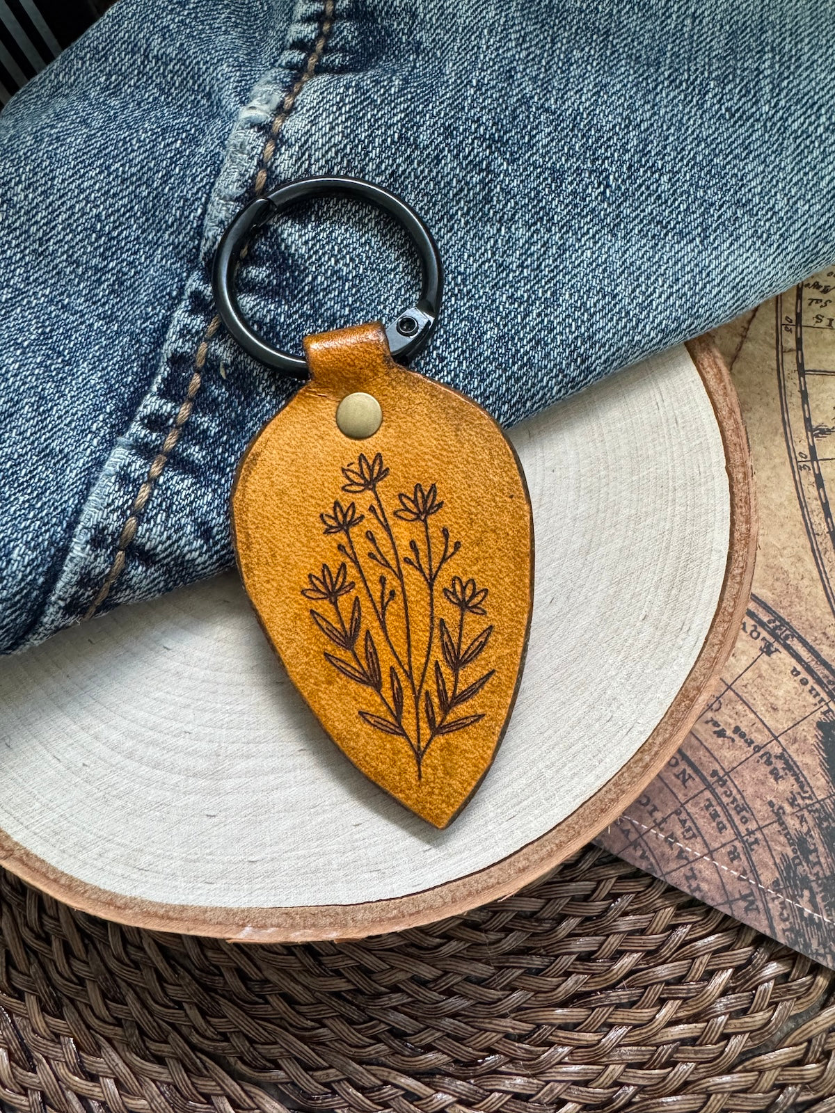 So Loved Leather Keychain