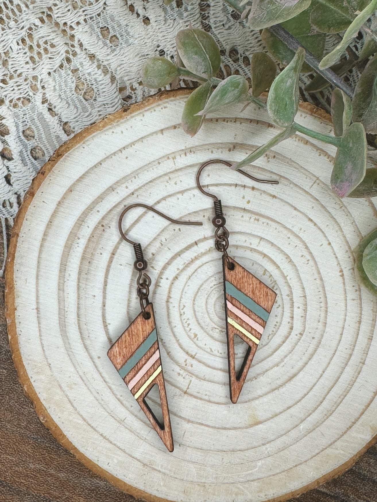 Dangle Earrings | Striped Triangular Dangle Earrings | Sophia Renee Designs