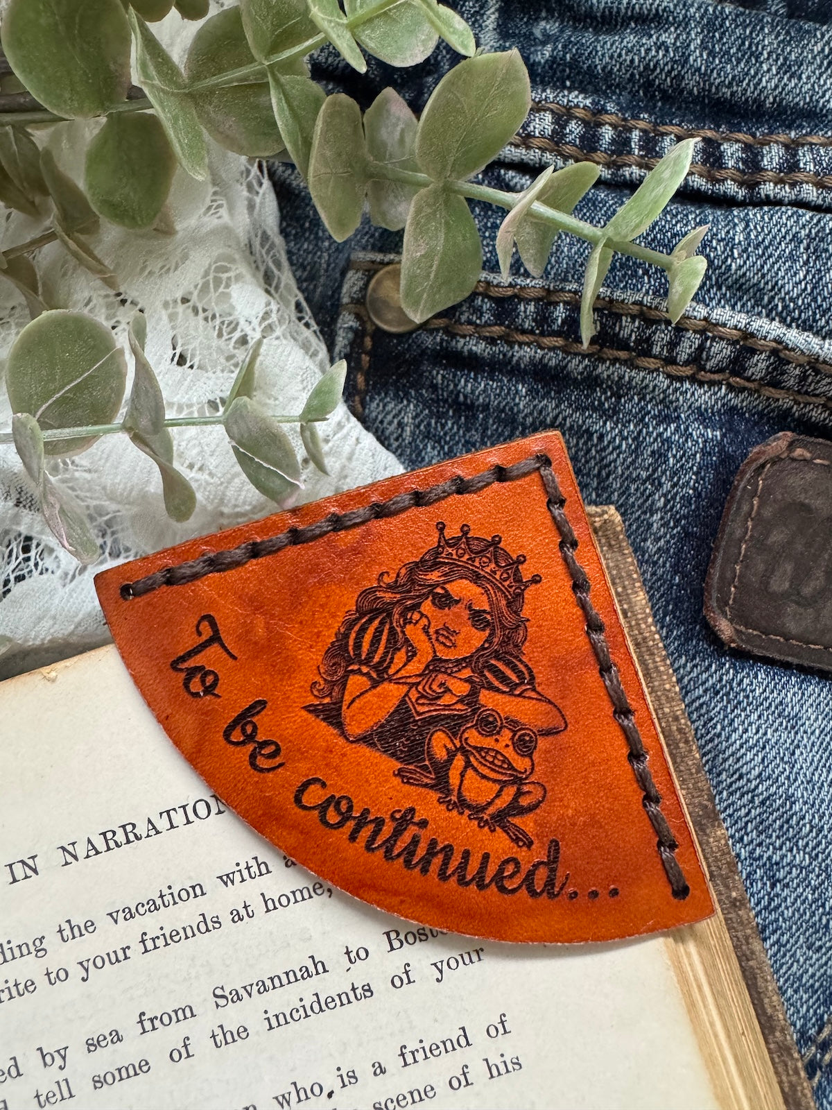 The Princess and the Frog Leather Bookmark