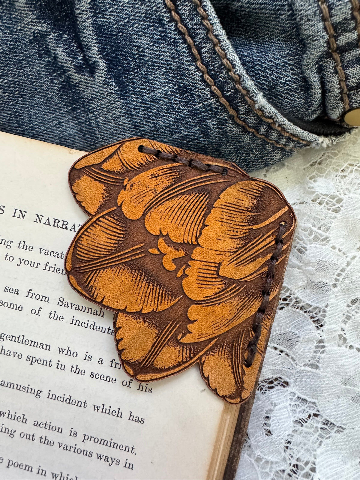 Tulip Leather Bookmark