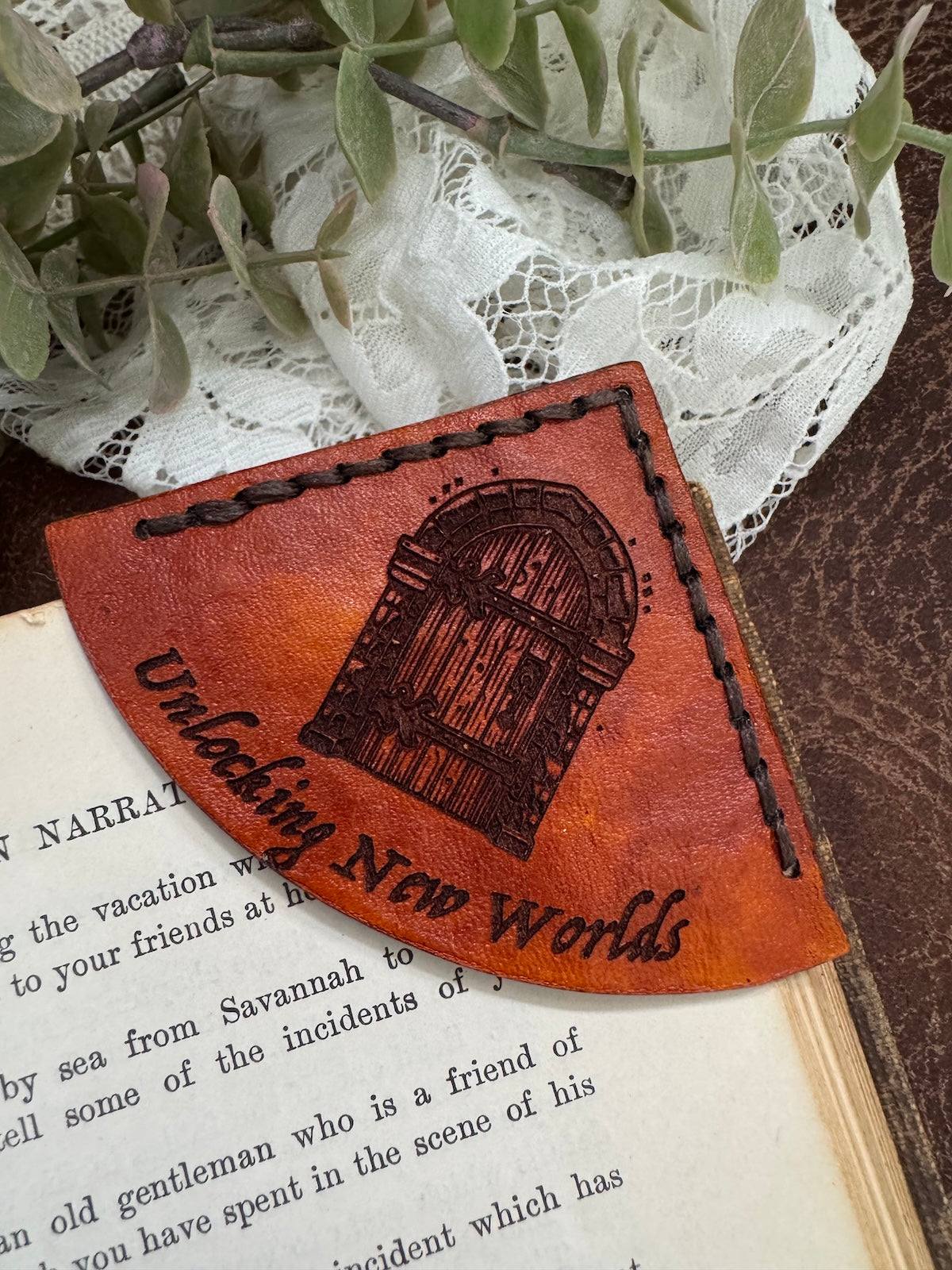 Unlocking New Worlds Leather Bookmark - Castle Door