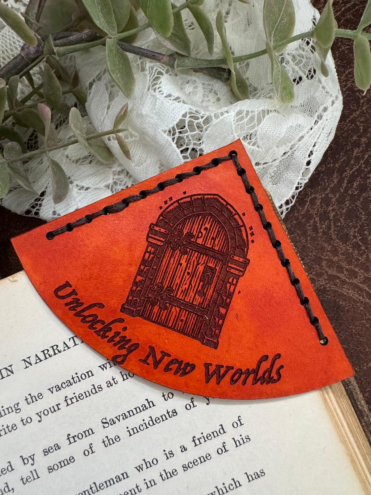 Unlocking New Worlds Leather Bookmark - Castle Door