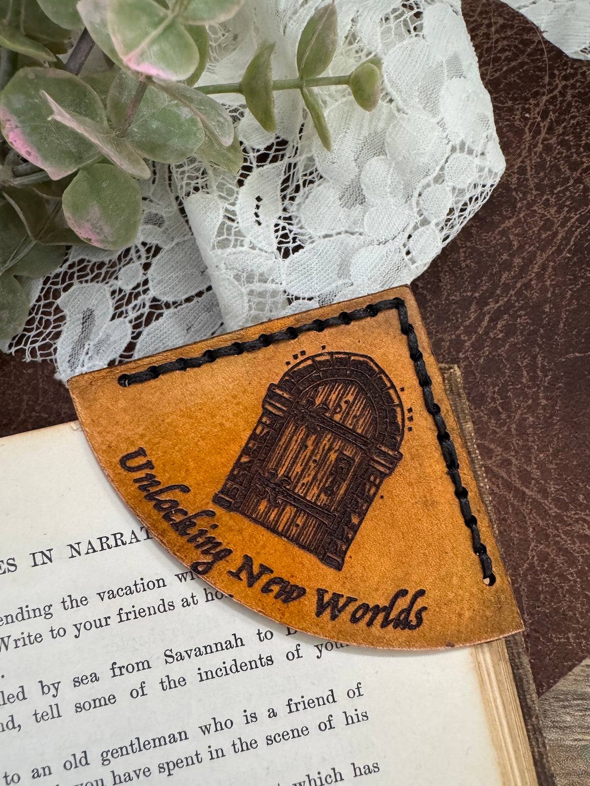 Unlocking New Worlds Leather Bookmark - Castle Door