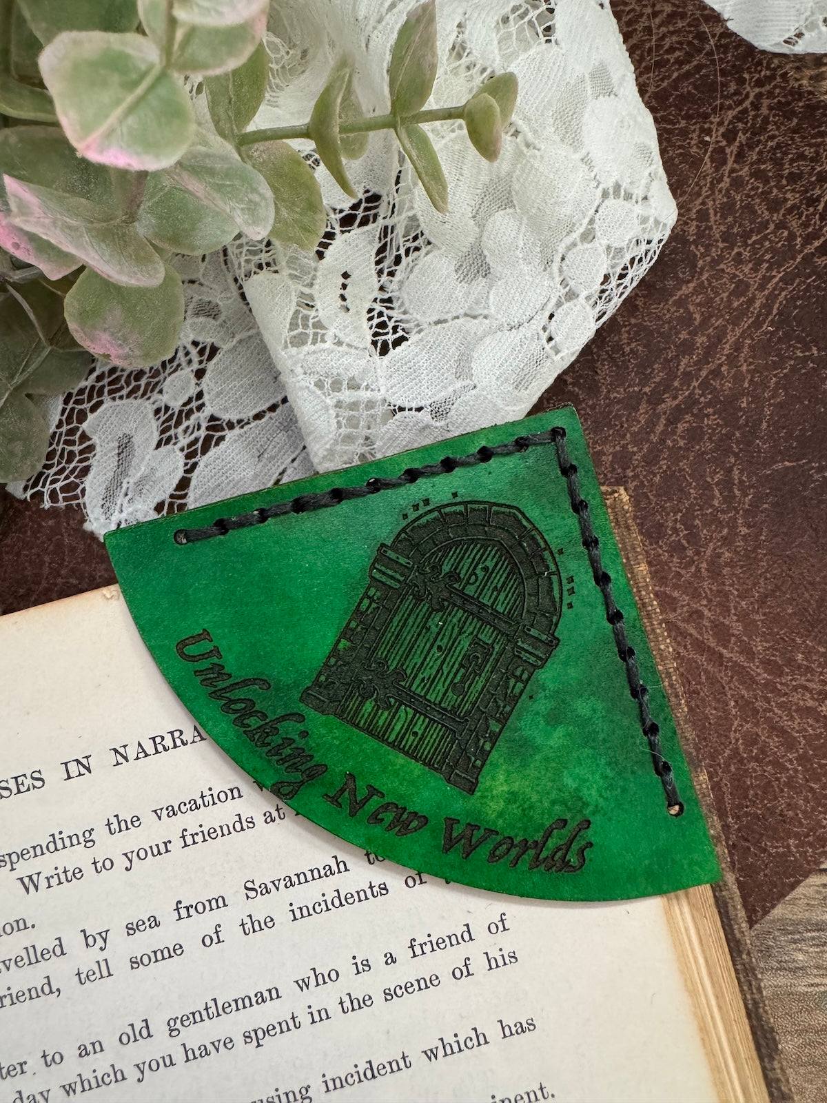 Unlocking New Worlds Leather Bookmark - Castle Door