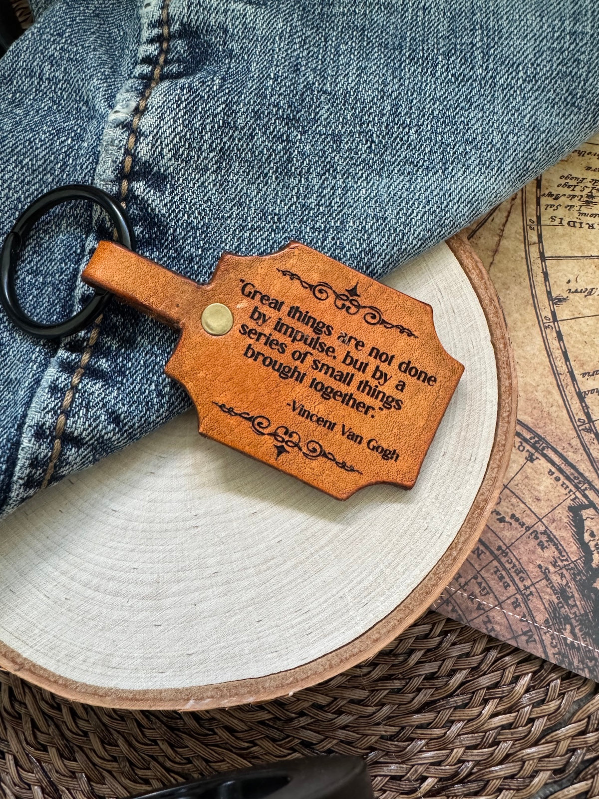 Van Gogh Leather Keychain