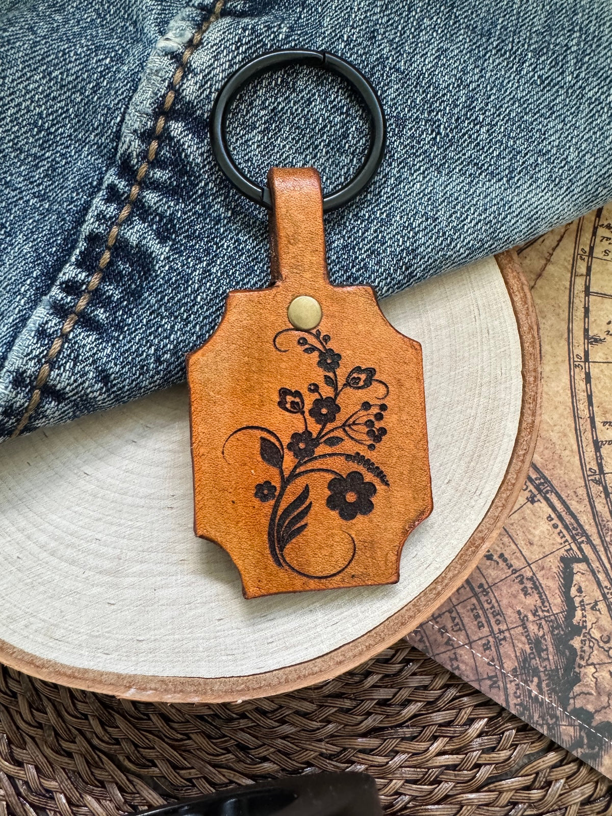 Van Gogh Leather Keychain