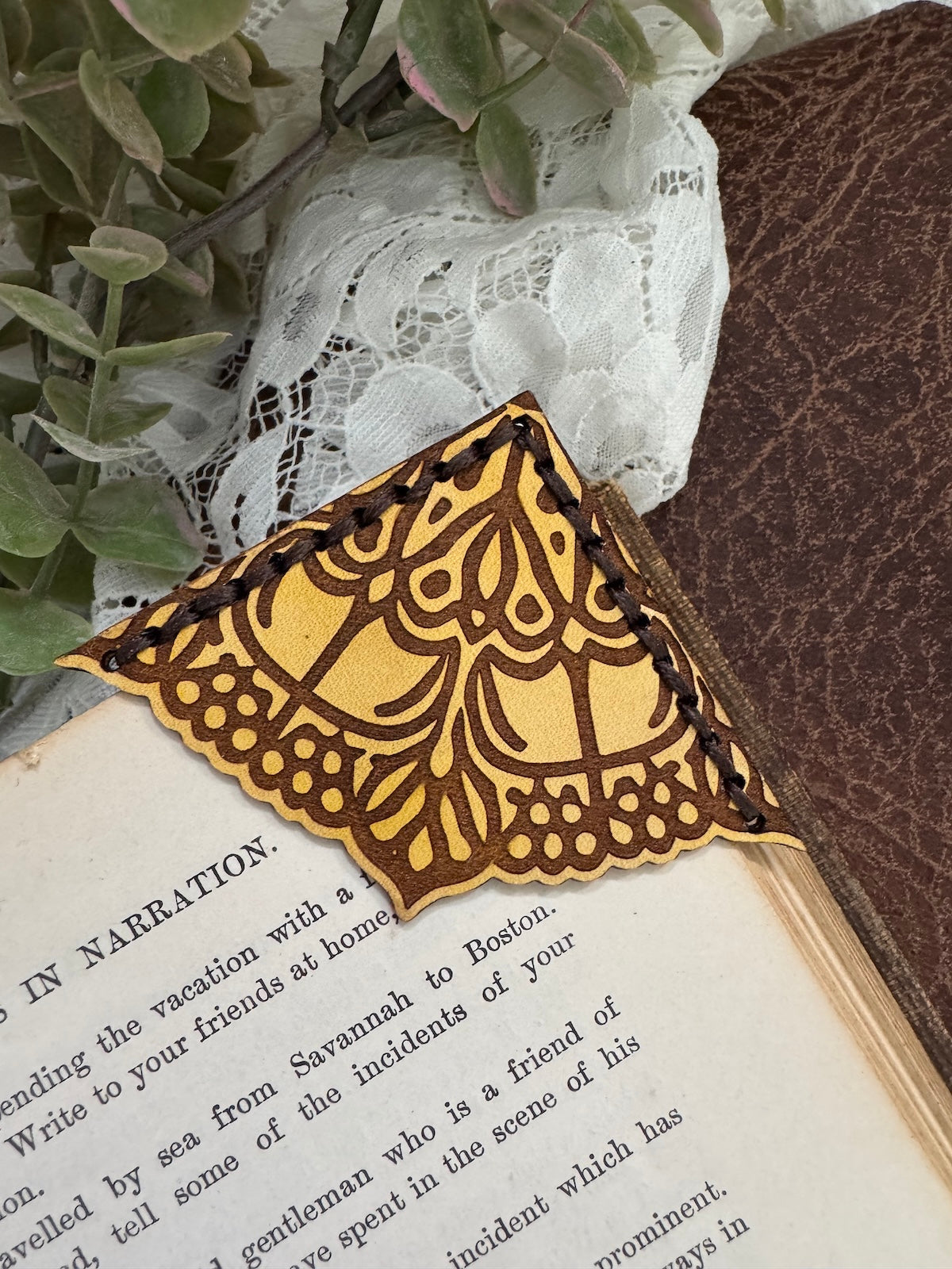 Victorian Lace Leather Bookmark