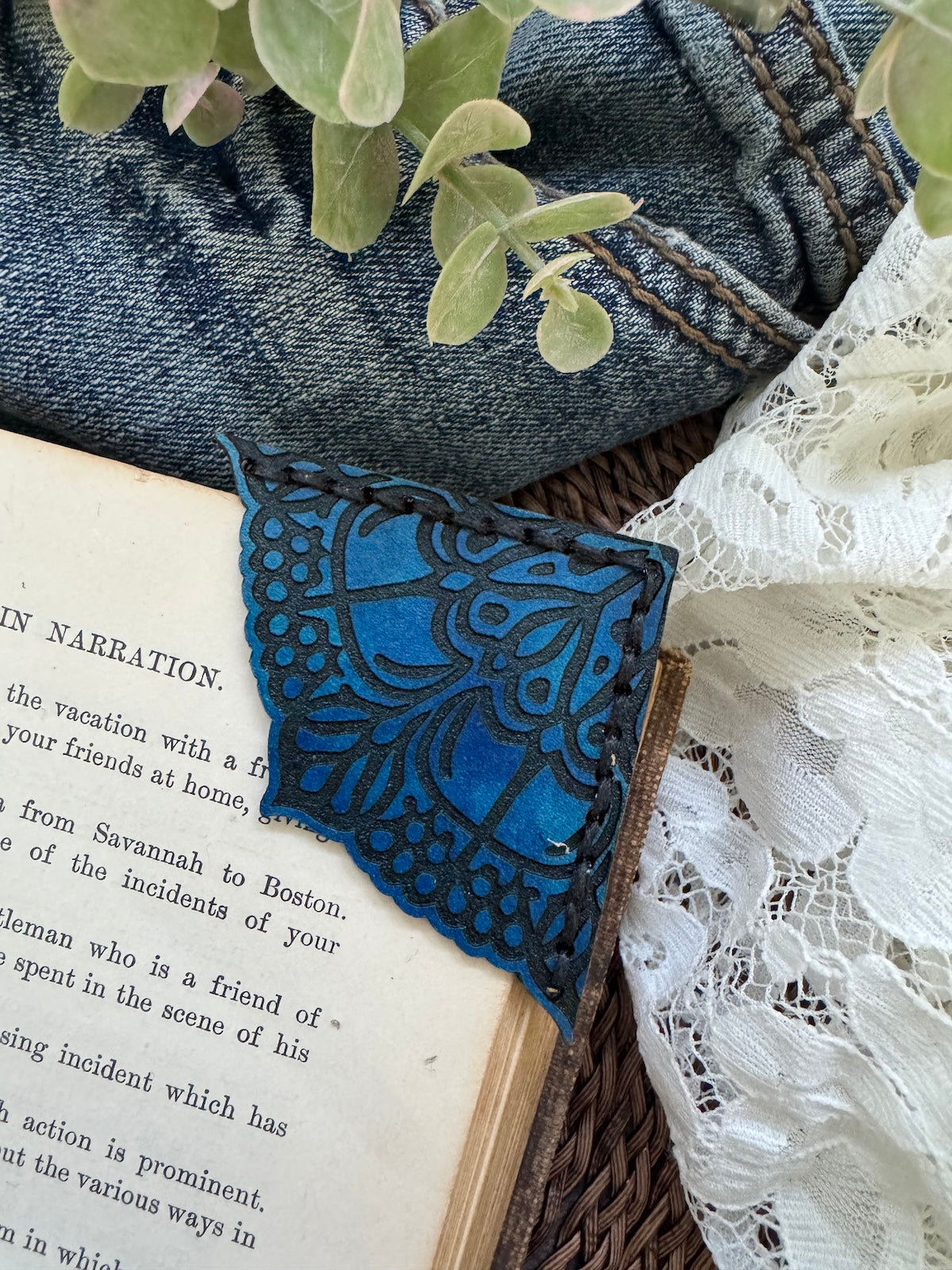 Victorian Lace Leather Bookmark