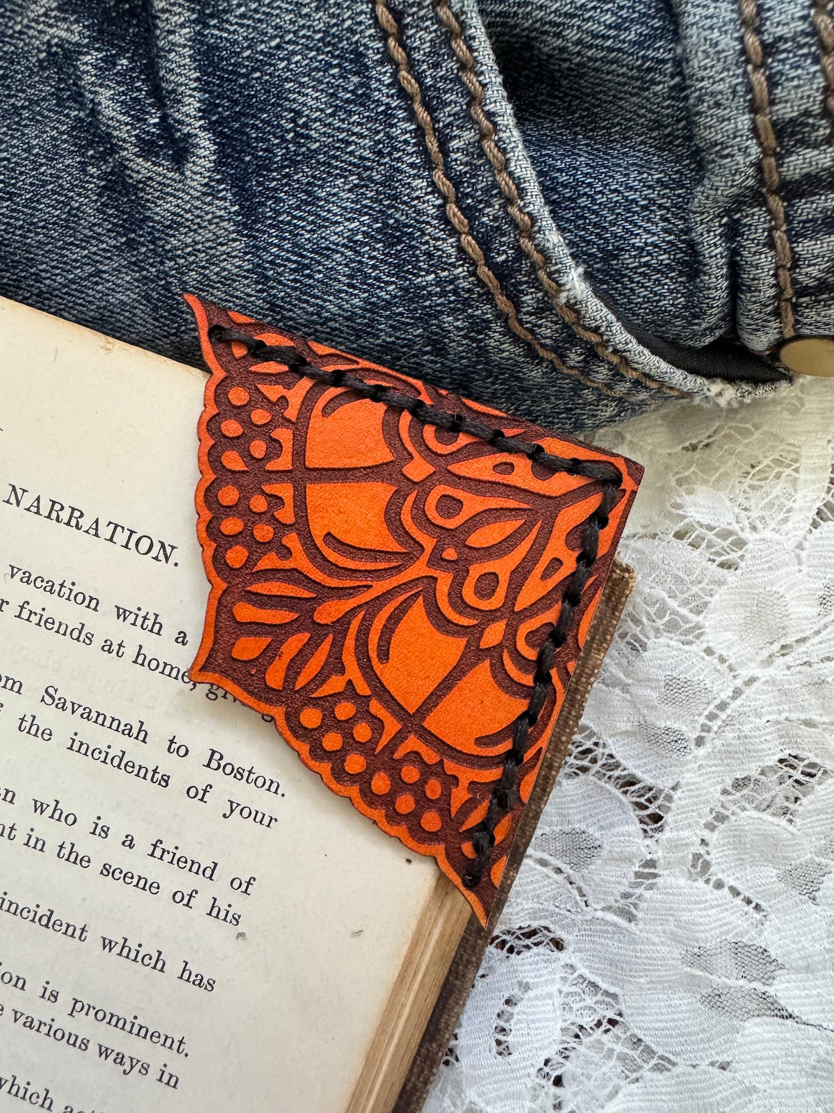 Victorian Lace Leather Bookmark