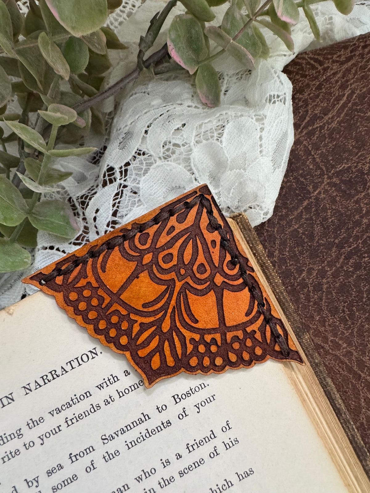 Victorian Lace Leather Bookmark