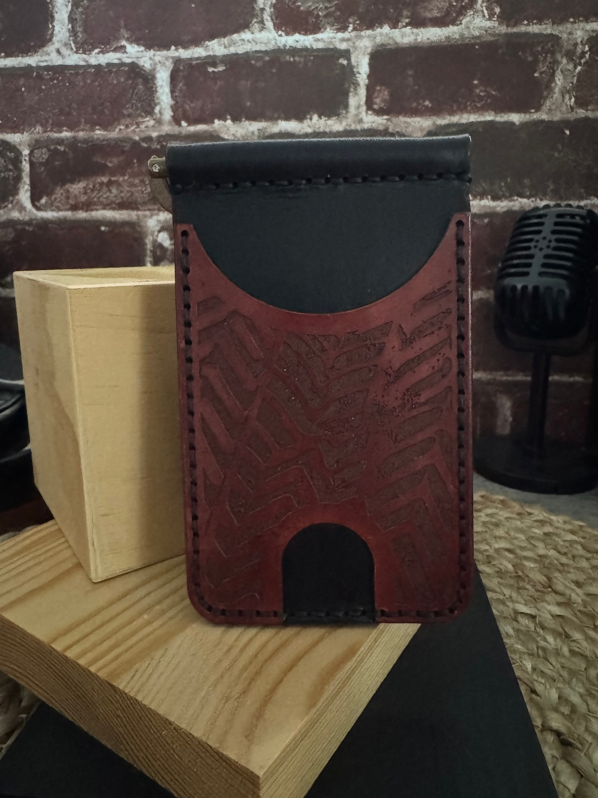Abstract Tractor Tread Wallet with Money Clip