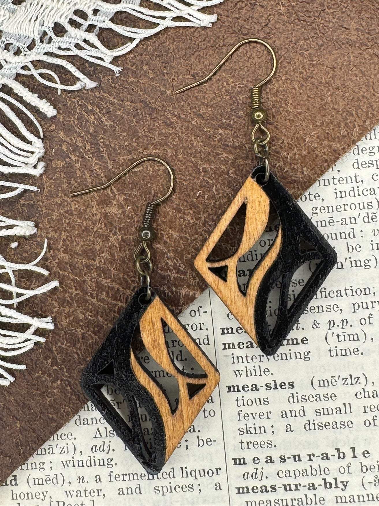 Asymmetric Modernist Wooden Earring