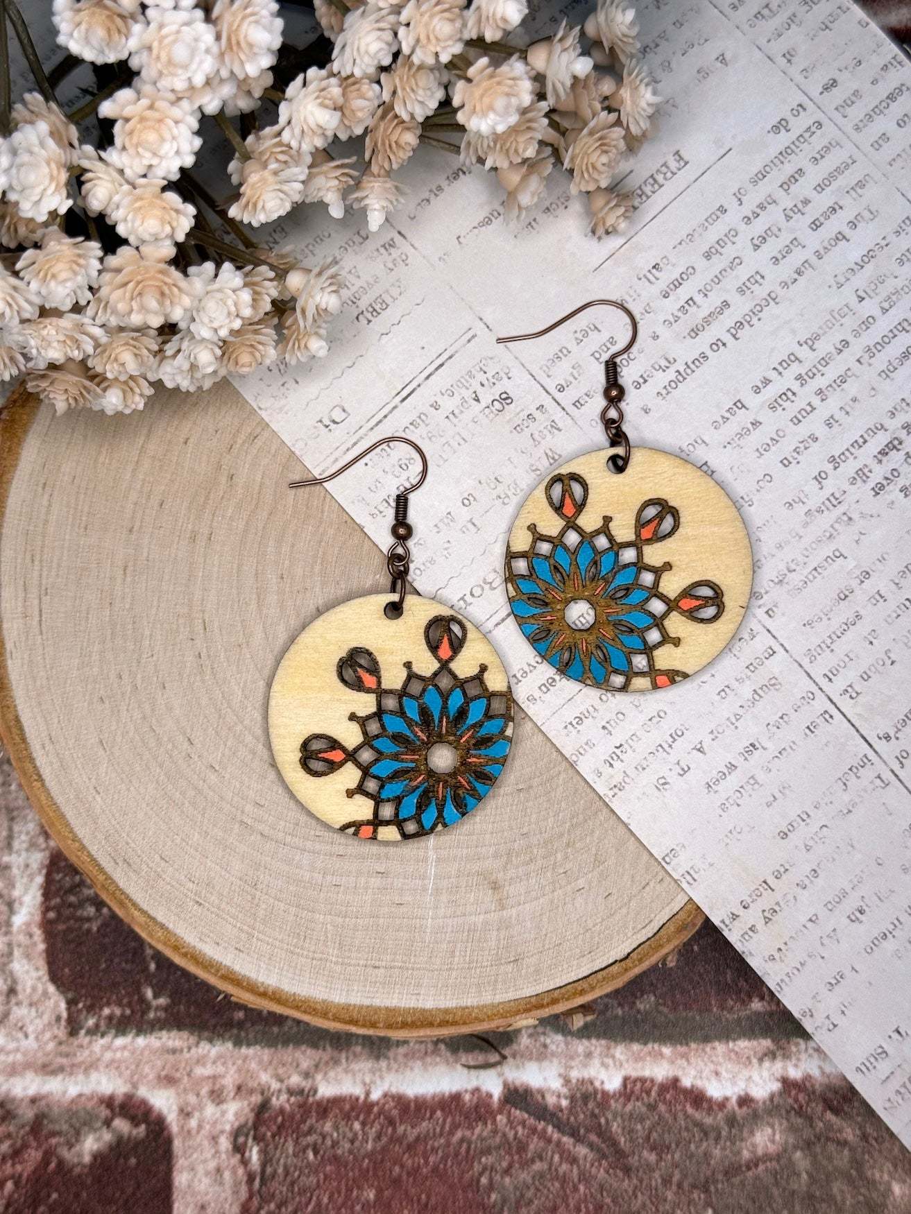 Wood Earrings | Bold Bohemian Dangle Earrings | Sophia Renee Designs