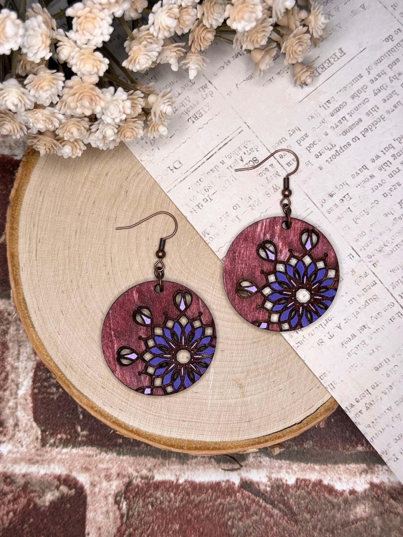 Wood Earrings | Bold Bohemian Dangle Earrings | Sophia Renee Designs