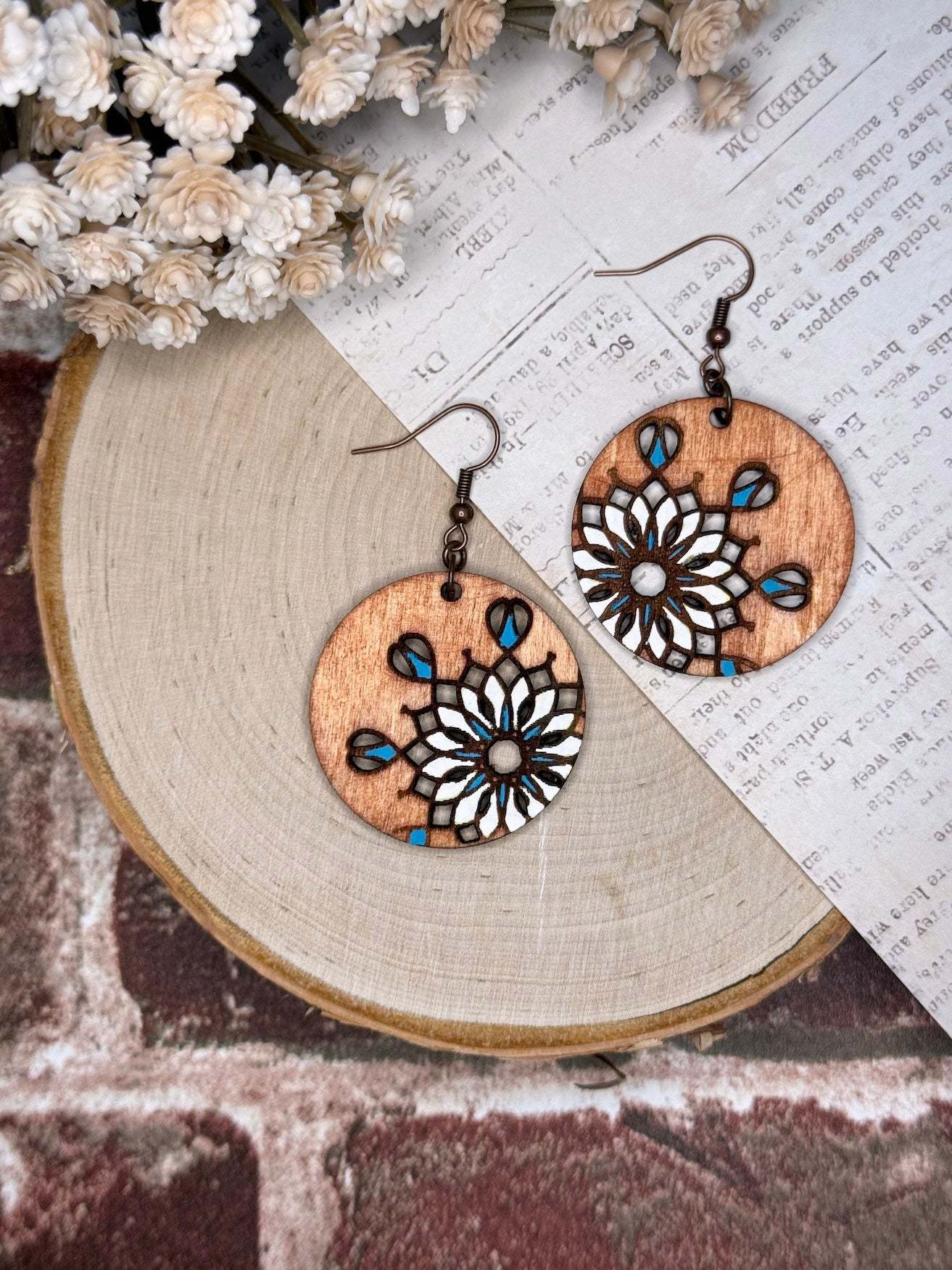 Wood Earrings | Bold Bohemian Dangle Earrings | Sophia Renee Designs