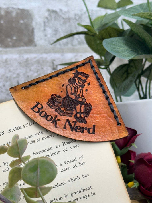 Book Nerd Leather Bookmark - Girl