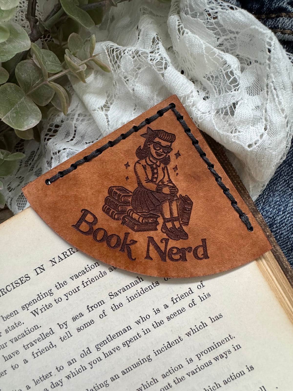 Book Nerd Leather Bookmark - Girl