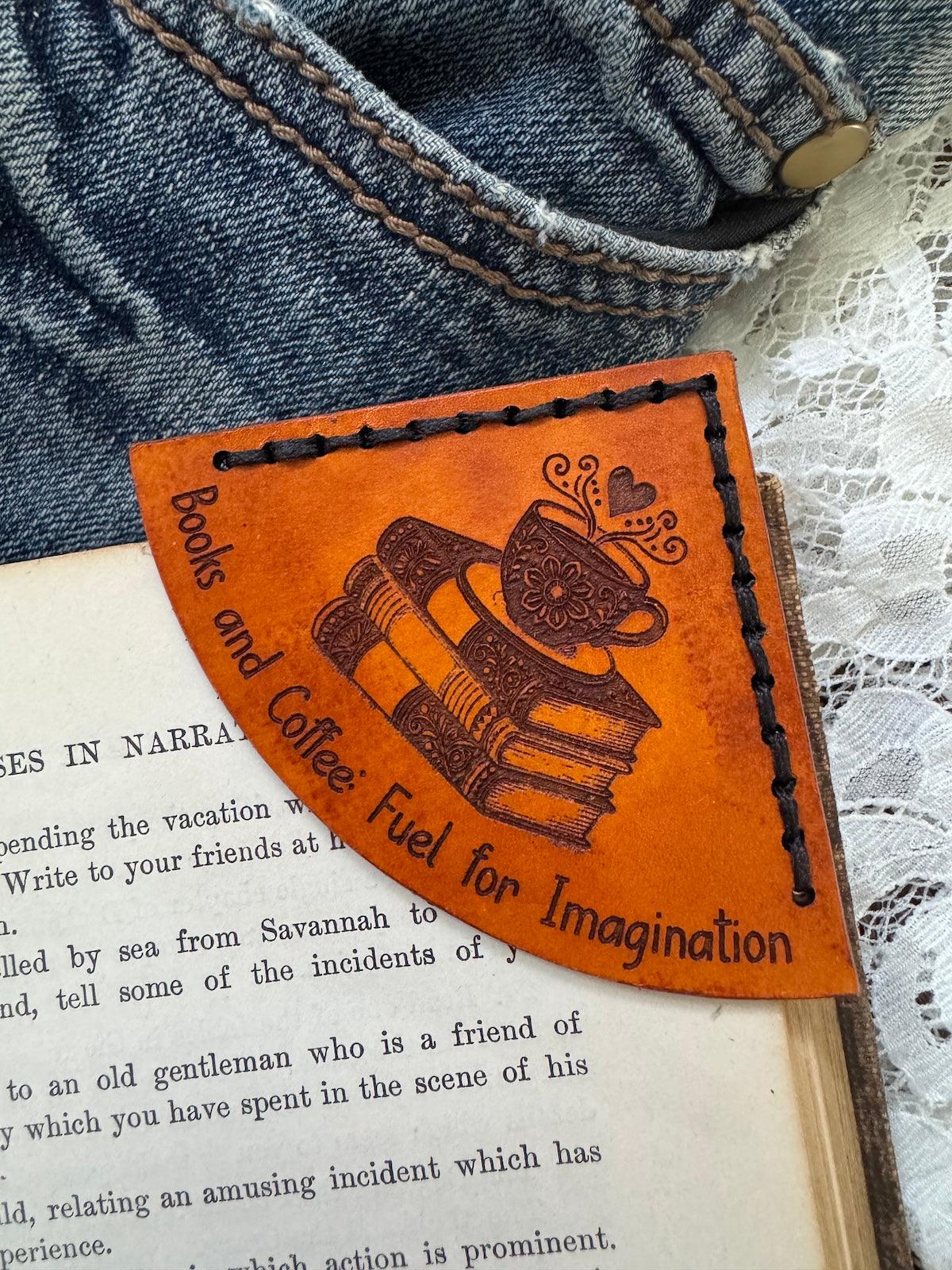 Books & Coffee Leather Bookmark