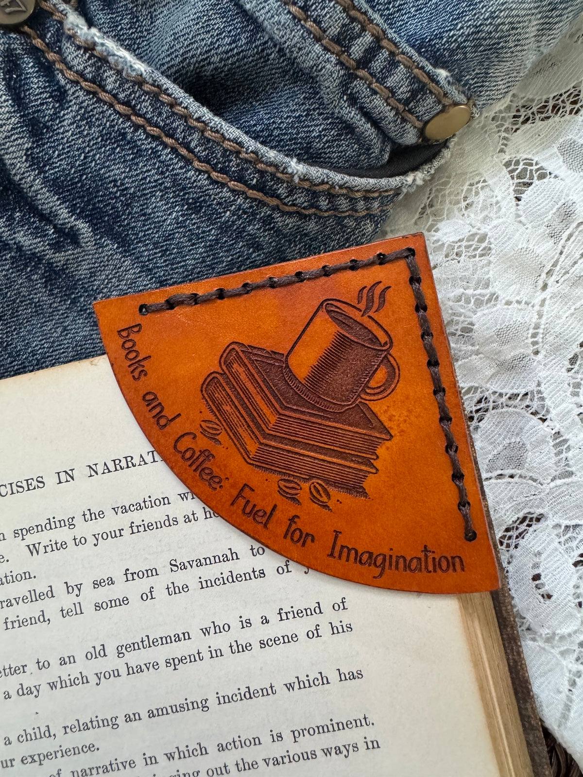 Books & Coffee Leather Bookmark